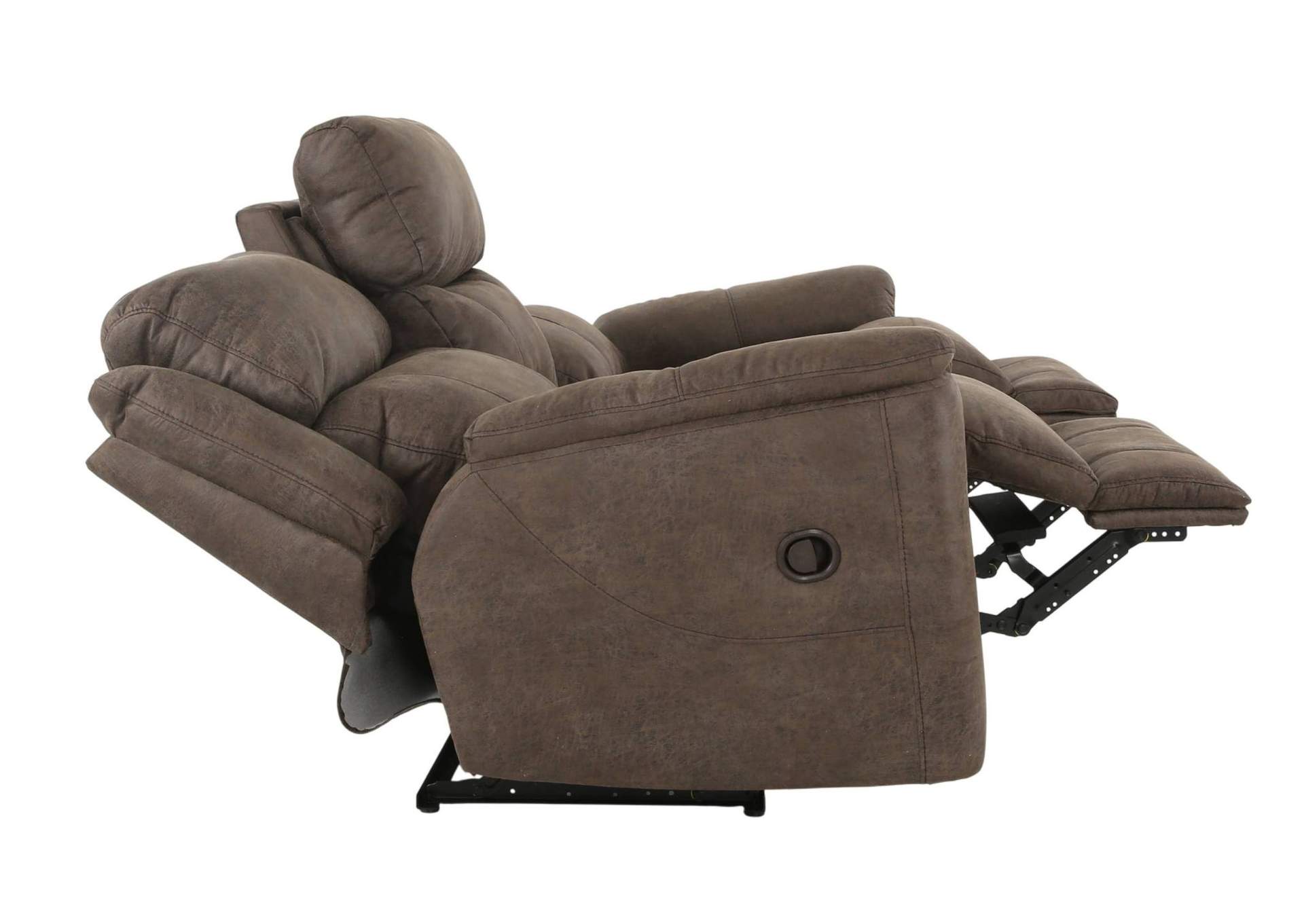 MILO ESPRESSO RECLINING SOFA WITH DROP DOWN TABLE WITH CUPHOLDERS,HOMESTRETCH