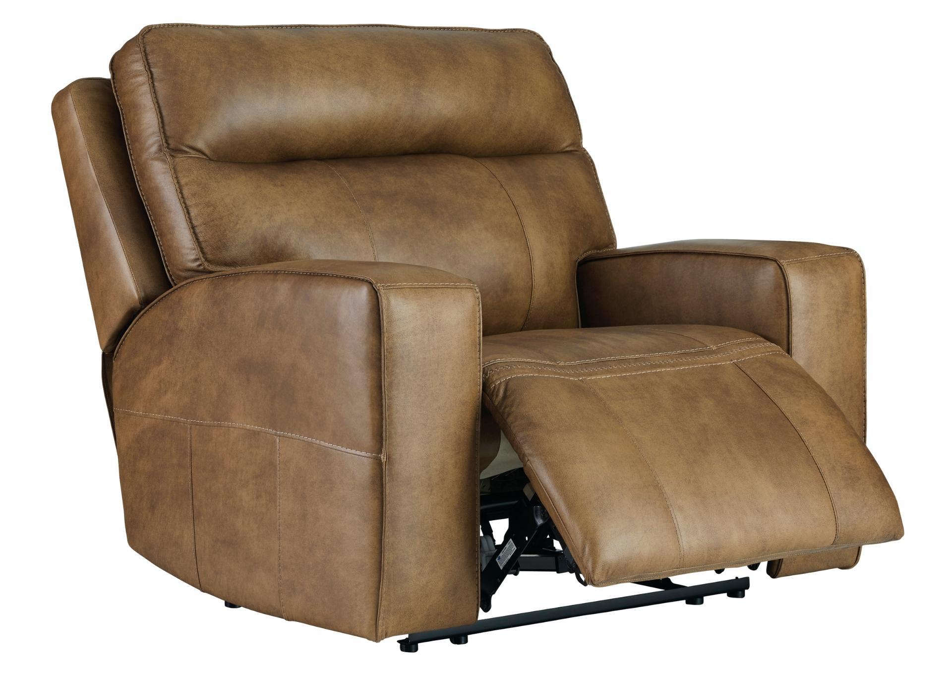 GAME PLAN CARAMEL LEATHER 2P POWER RECLINER,ASHLEY FURNITURE INC.