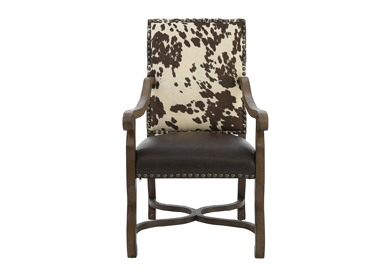 MESQUITE RANCH LEATHER/FAUX COWHIDE ARMCHAIR,CRESTVIEW COLLECTION