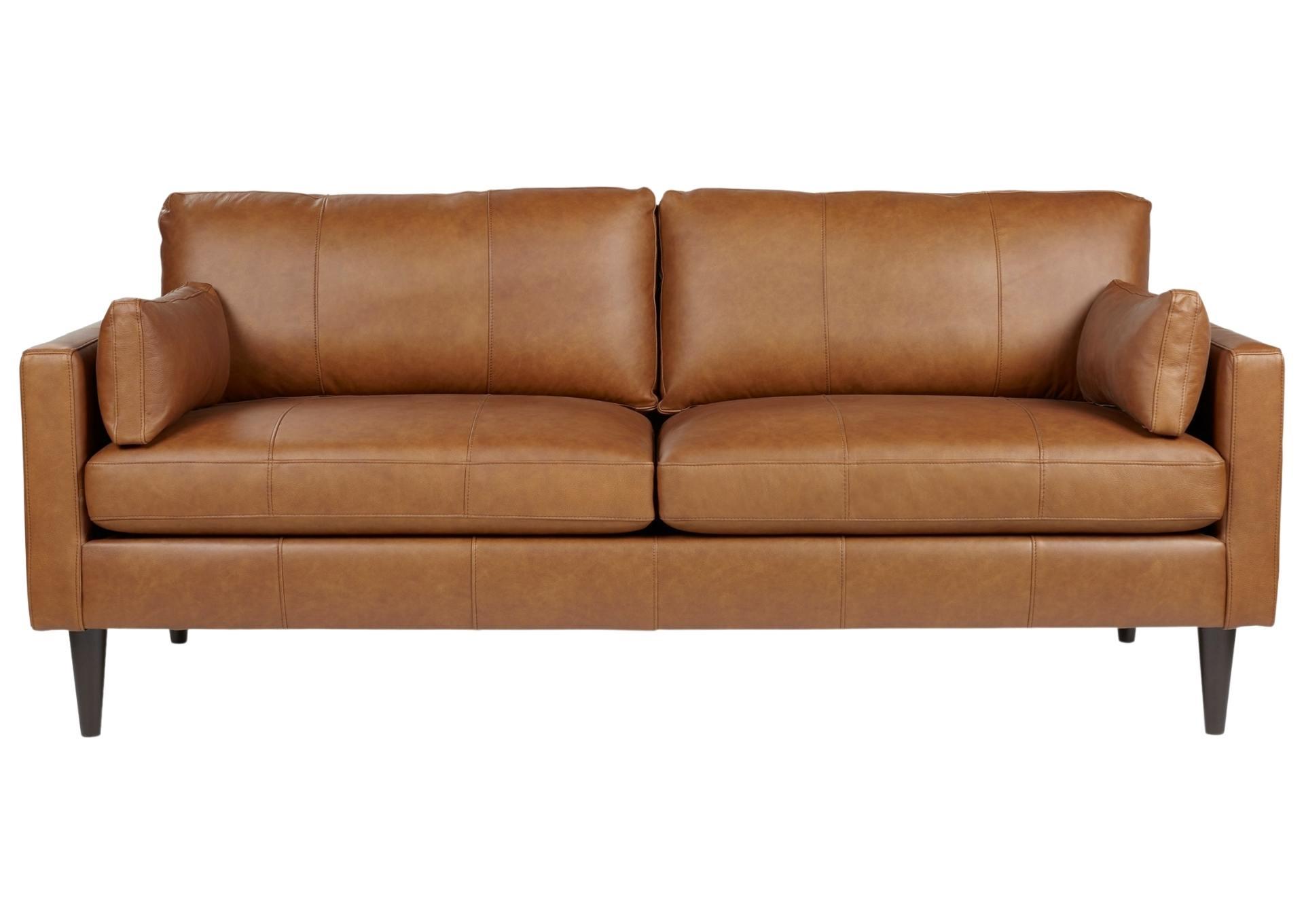 TRAFTON RUST LEATHER SOFA,BEST CHAIRS INC