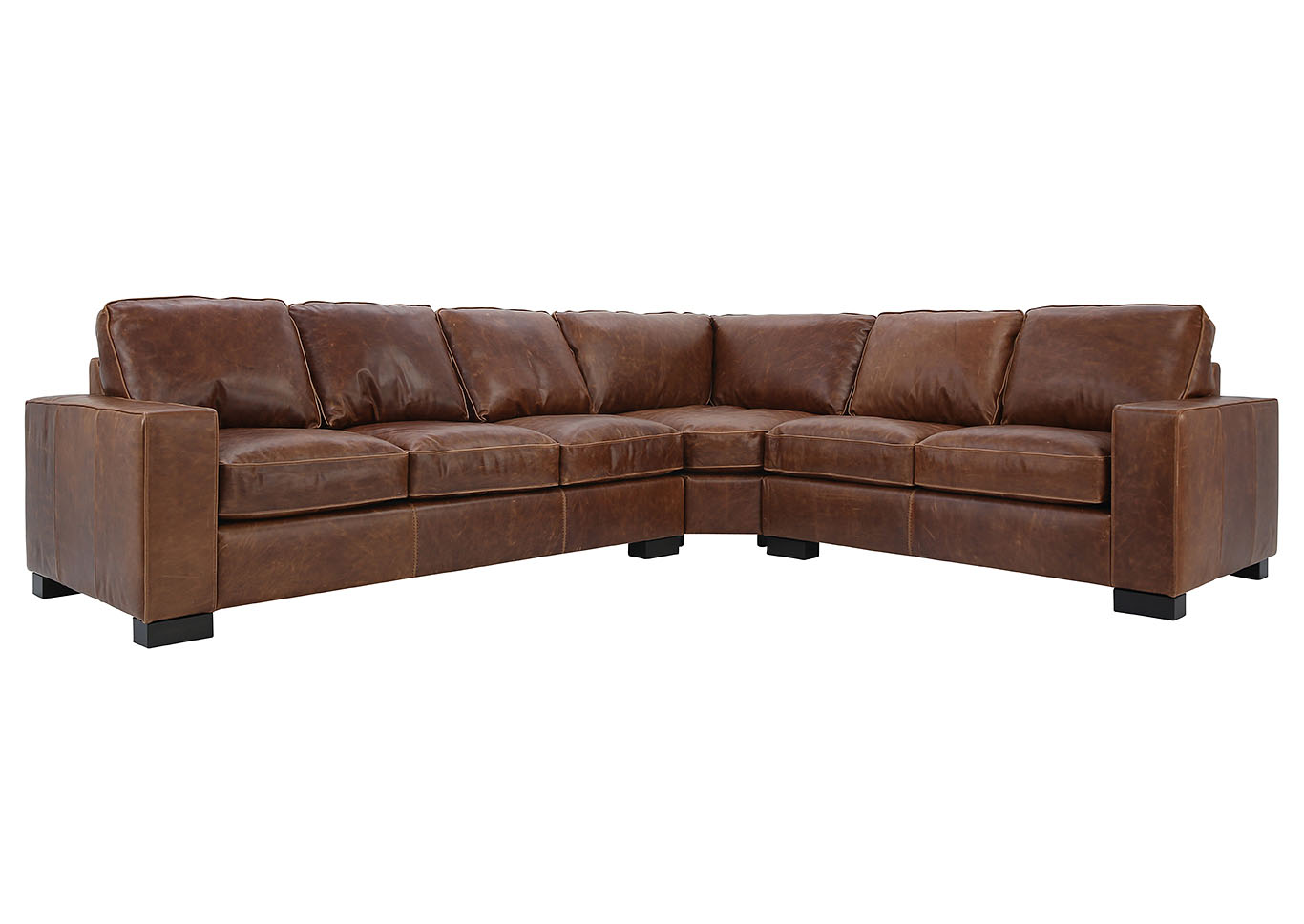 CHARLEY CHOCOLATE LEATHER 3 PIECE SECTIONAL