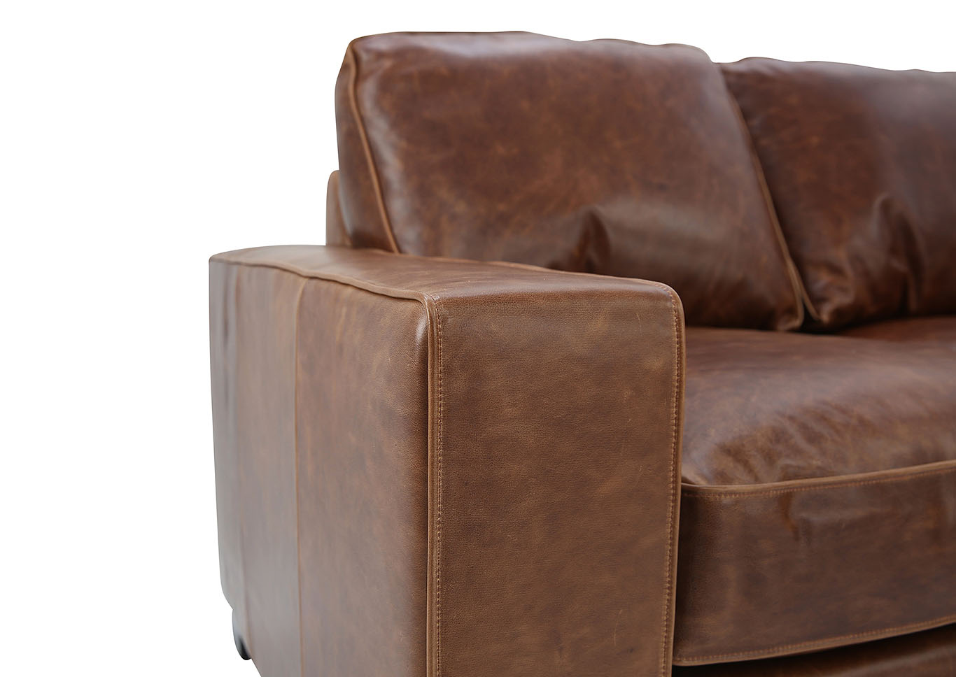 CHARLEY CHOCOLATE LEATHER 3 PIECE SECTIONAL,NEWS SRL