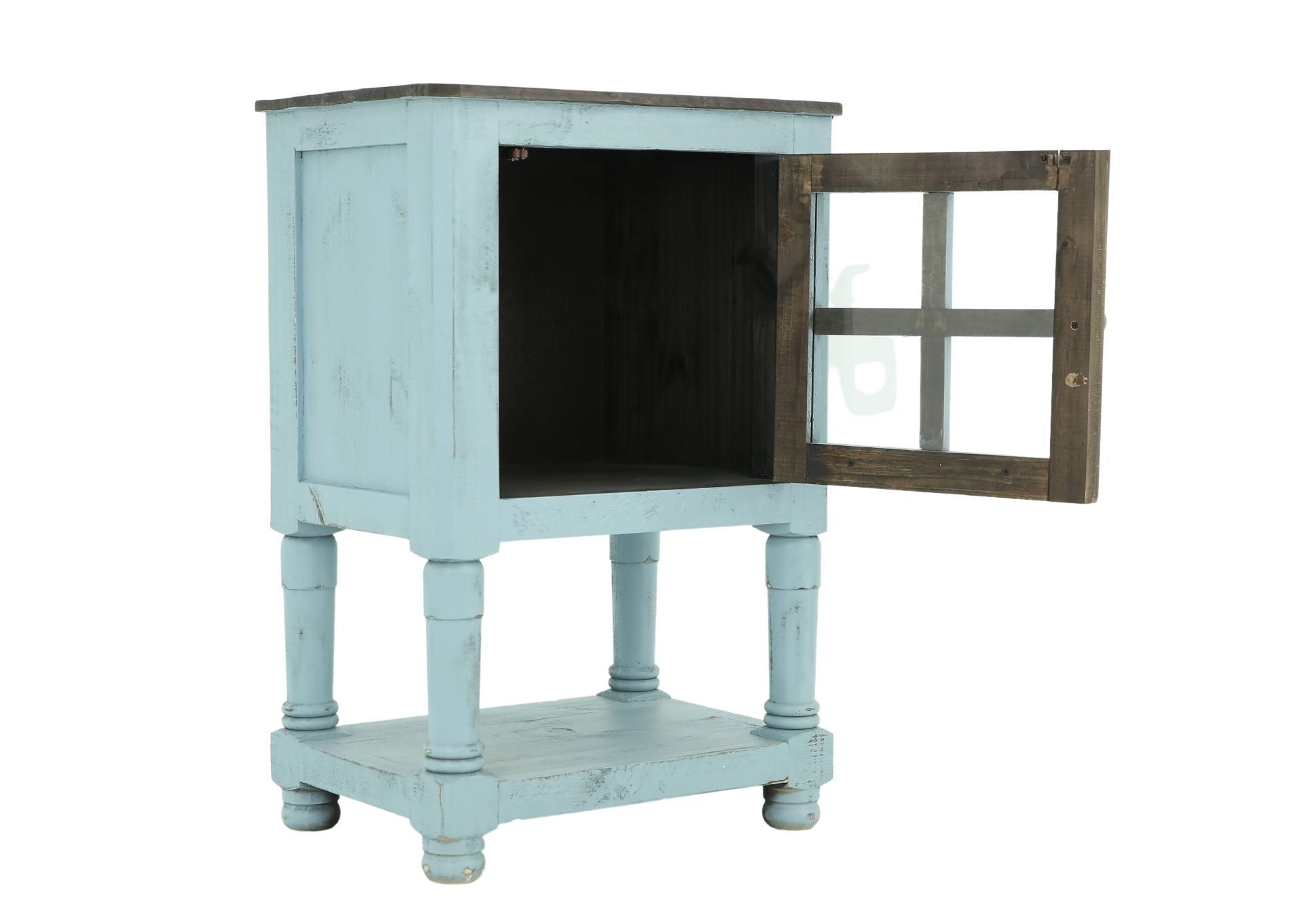 AUGUSTA RAFTWOOD/BLUE ACCENT TABLE,ARDENT HOME