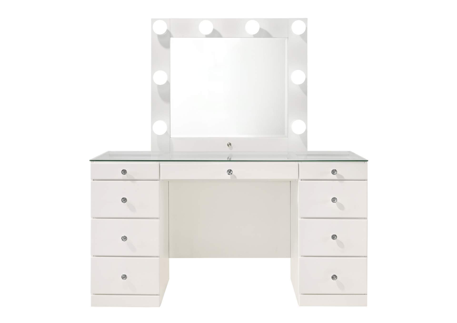 AVERY WHITE VANITY WITH LED MIRROR,CROWN MARK INT.