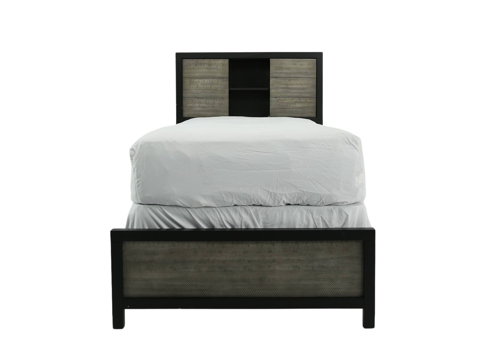 DAUGHTREY BLACK TWIN BOOKCASE BED