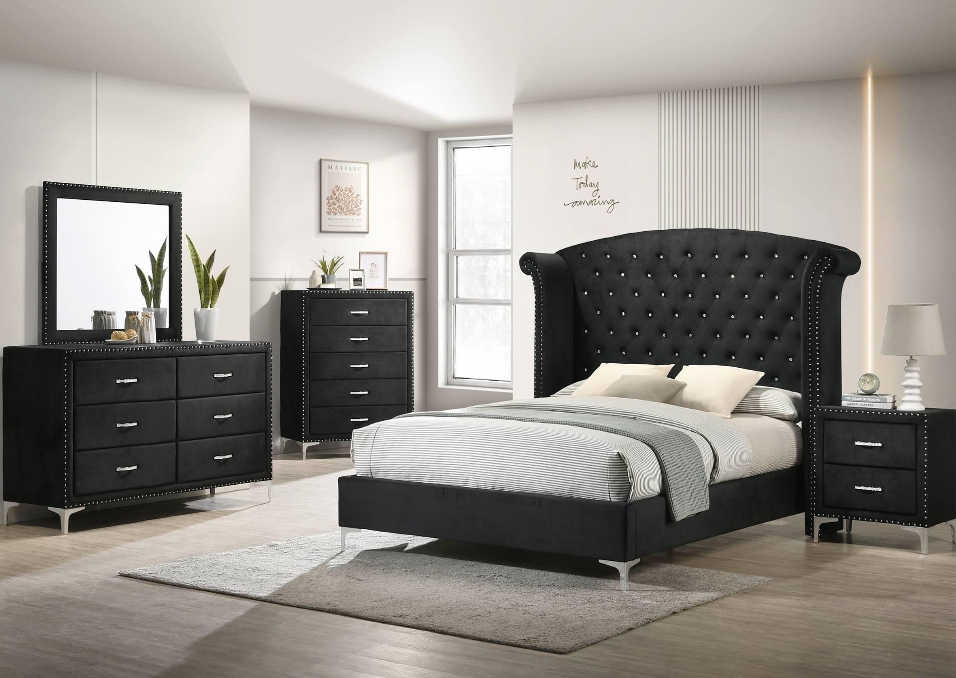 LUCINDA BLACK KING BED,CROWN MARK INT.