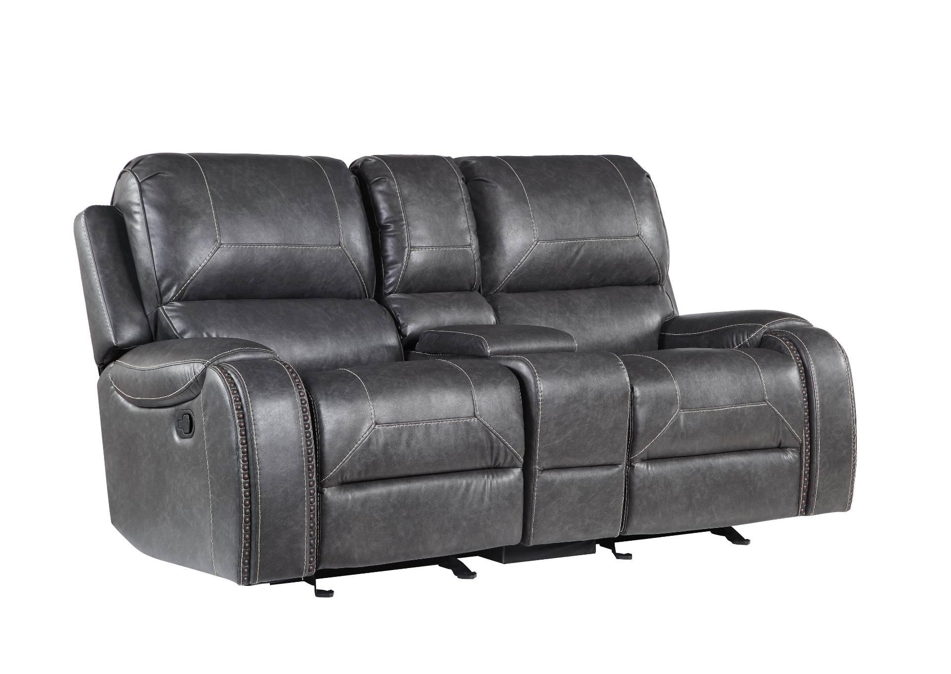 KEILY GREY RECLINING LOVESEAT WITH CONSOLE