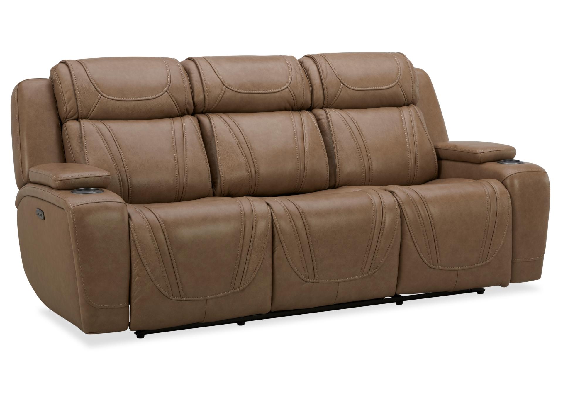 BOSTON SAND LEATHER POWER SOFA WITH DROP DOWN TABLE,KUKA