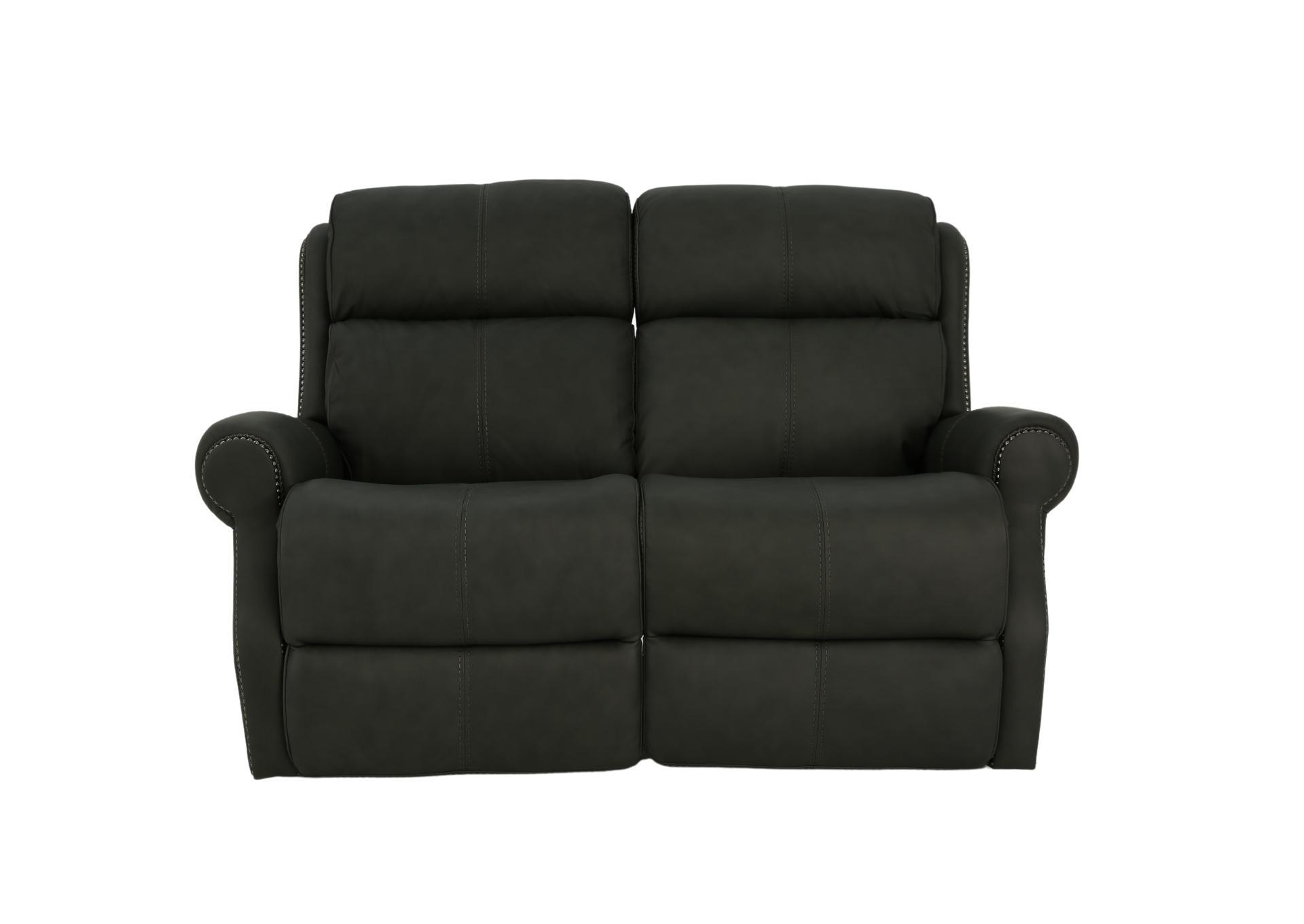 MCGWIRE GRAY LEATHER POWER LOVESEAT