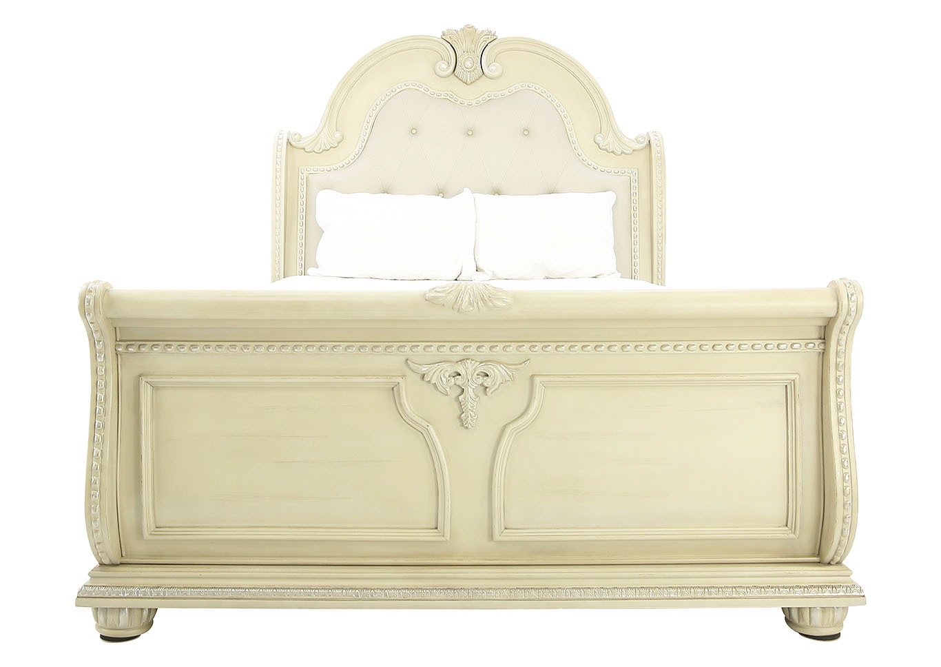 Stanley Antique White King Bed Ivan, Antique White King Bed