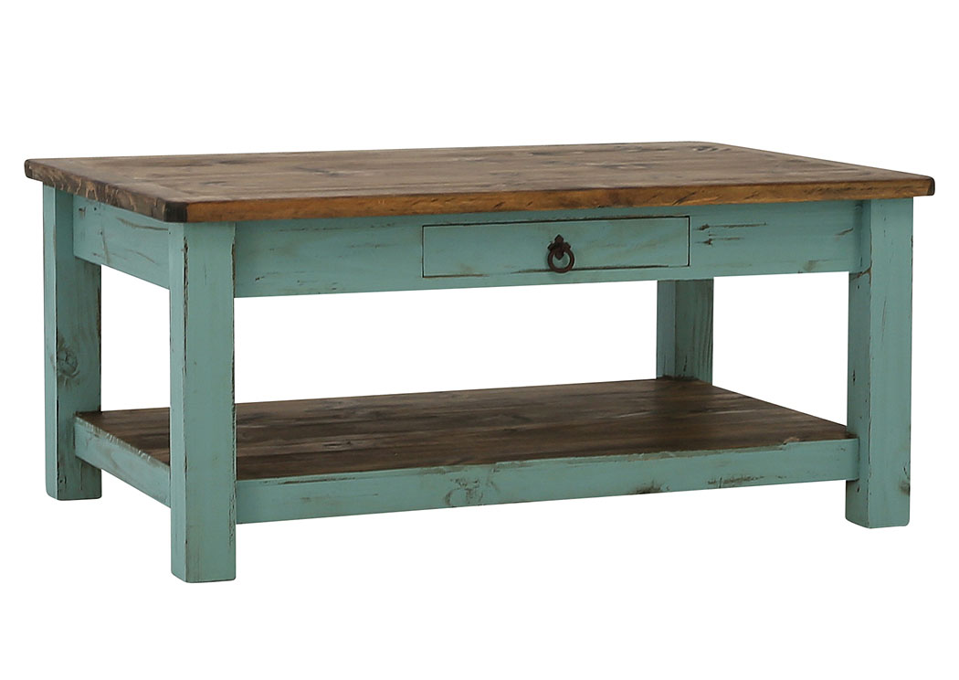 LAWMAN TURQUOISE COCKTAIL TABLE,RUSTIC IMPORTS