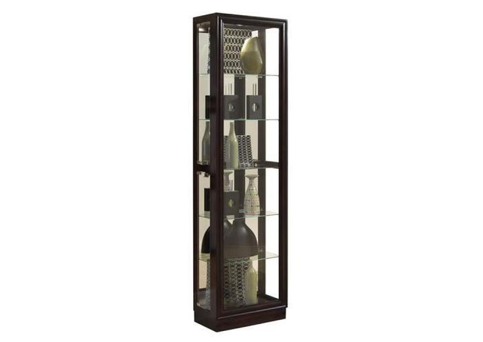 SLIM CURIO CABINET CHOCOLATE CHERRY FINISH,PULASKI FURNITURE CORPORATION