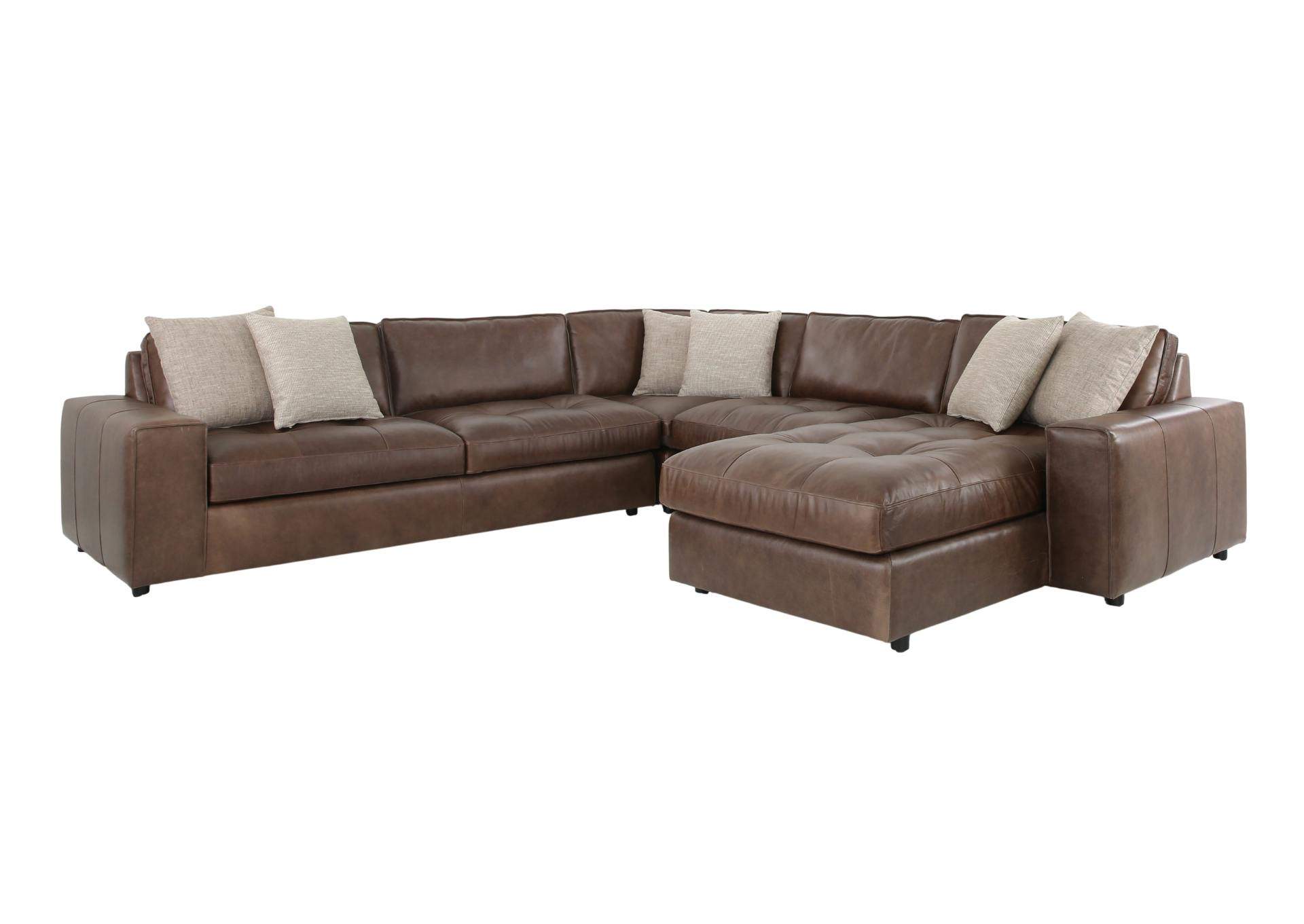 NESTOR BROWN LEATHER 4 PIECE SECTIONAL,BERNHARDT