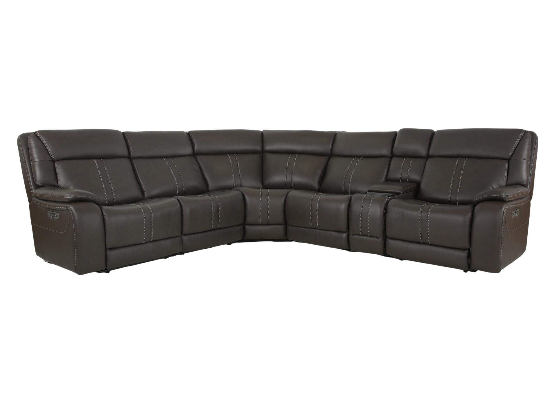 XARA EARTH LEATHER 6 PIECE POWER SECTIONAL,MOTM