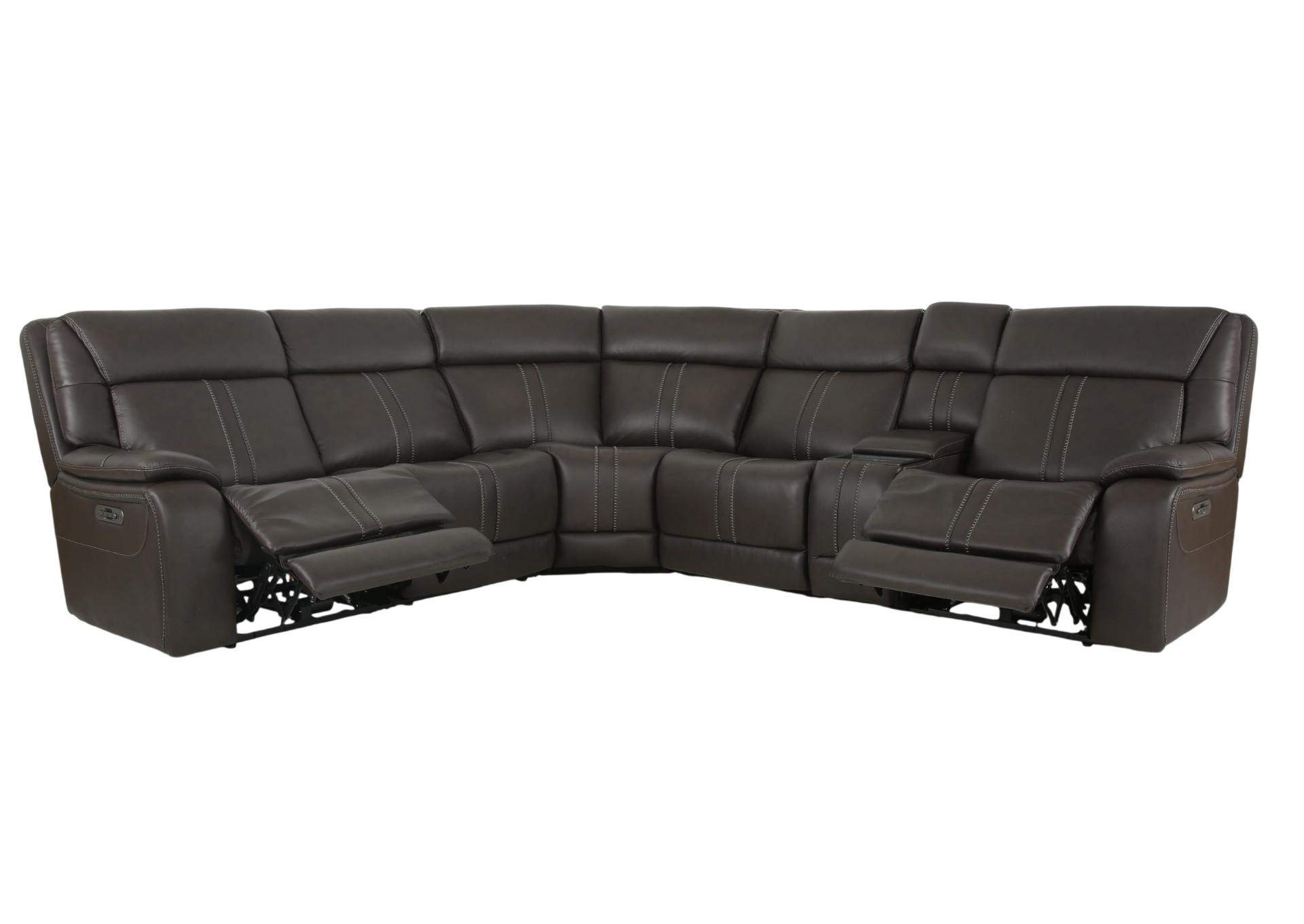 XARA EARTH LEATHER 6 PIECE POWER SECTIONAL,MOTM