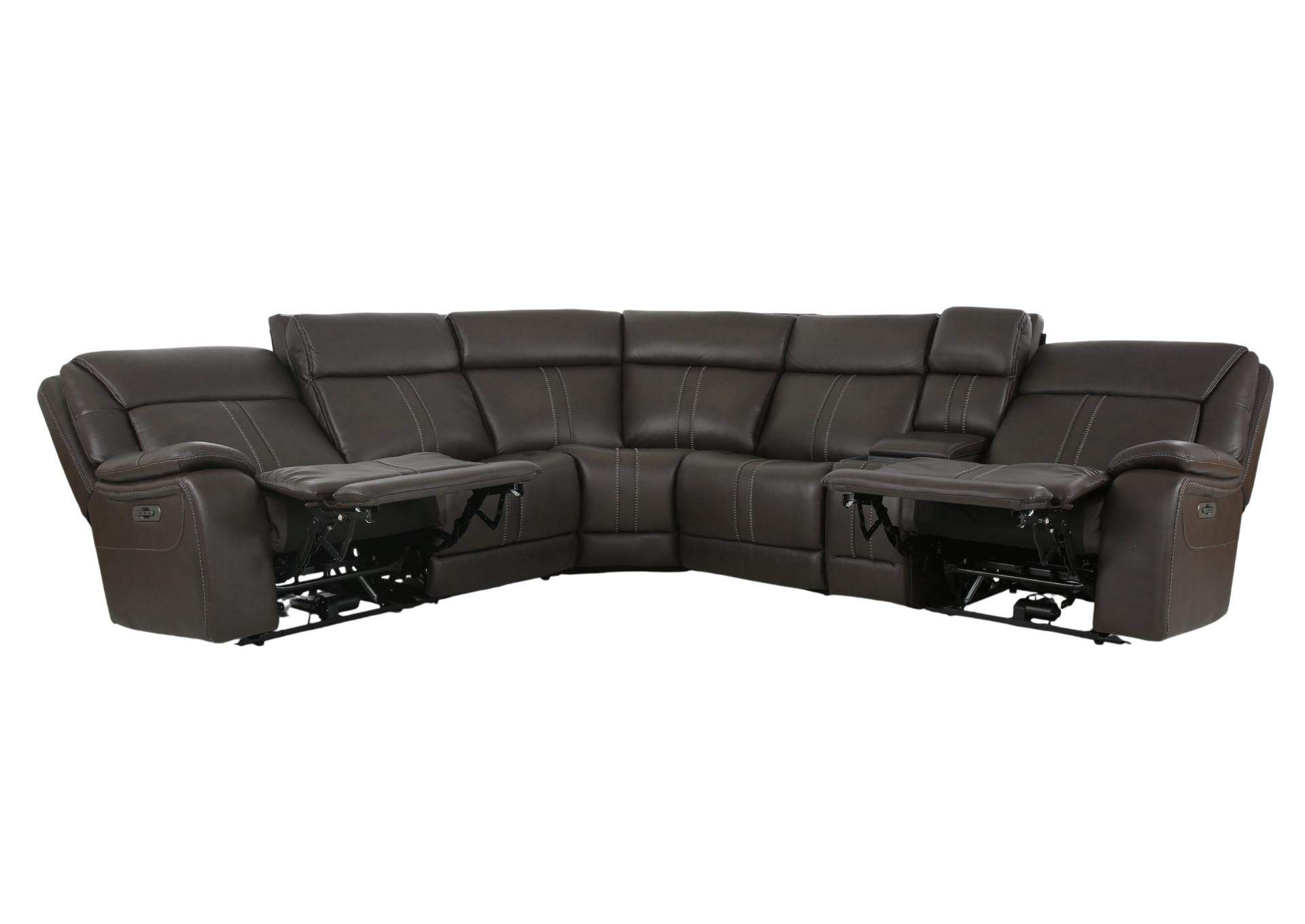 XARA EARTH LEATHER 6 PIECE POWER SECTIONAL,MOTM