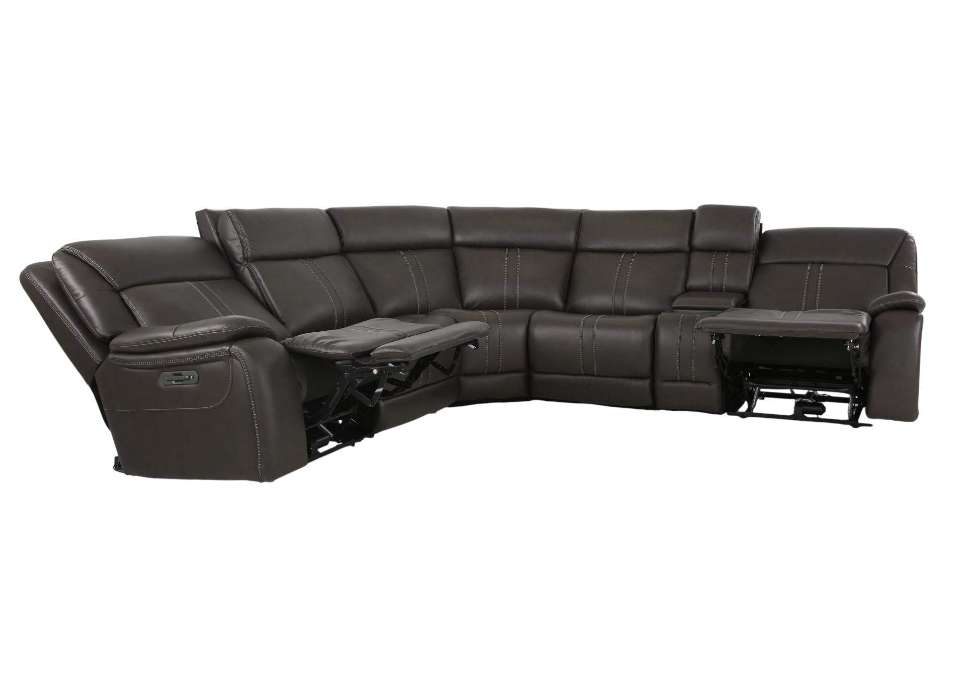 XARA EARTH LEATHER 6 PIECE POWER SECTIONAL,MOTM