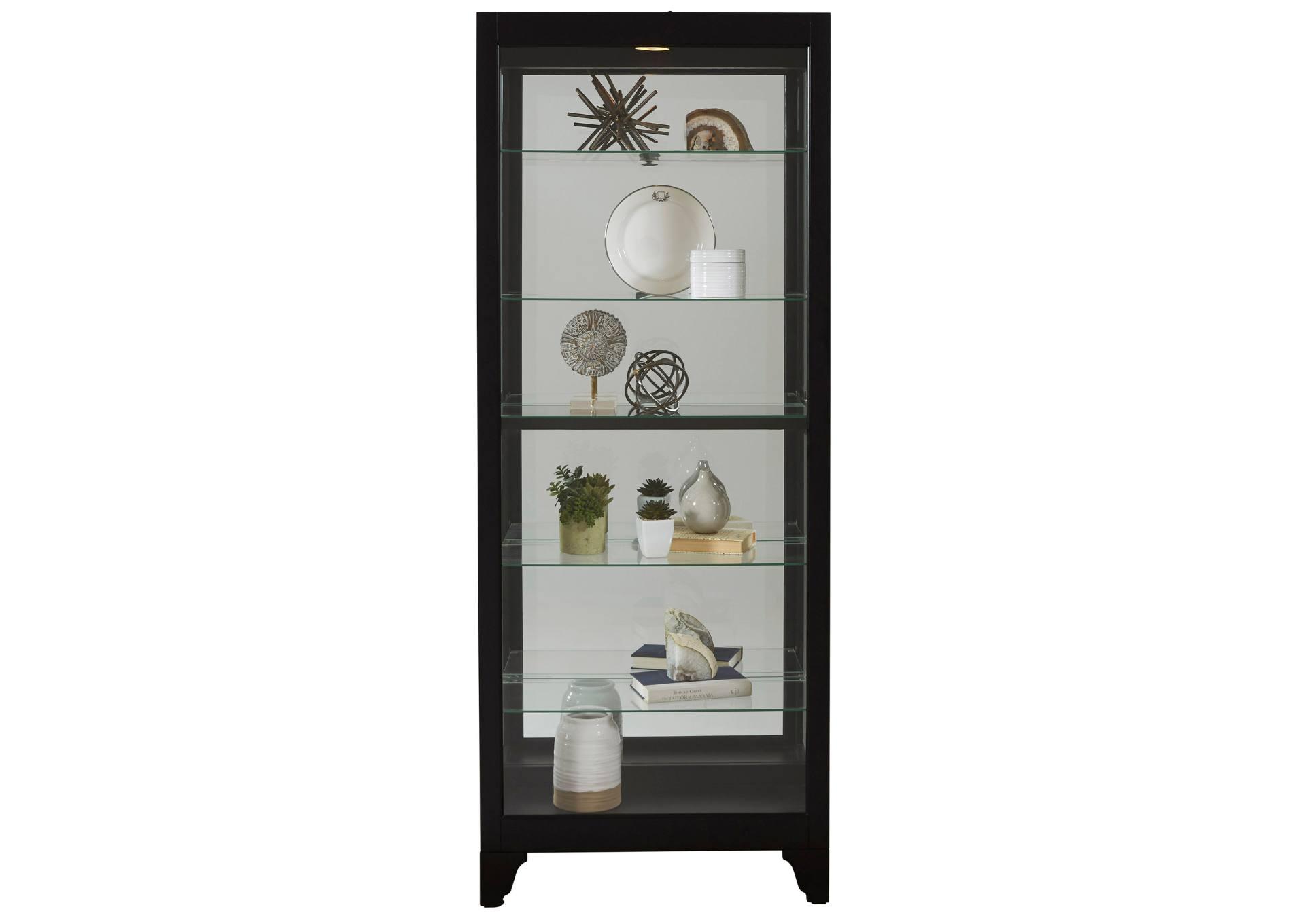 MODERN CURIO CABINET BLACK ONYX FINISH,PULASKI FURNITURE CORPORATION