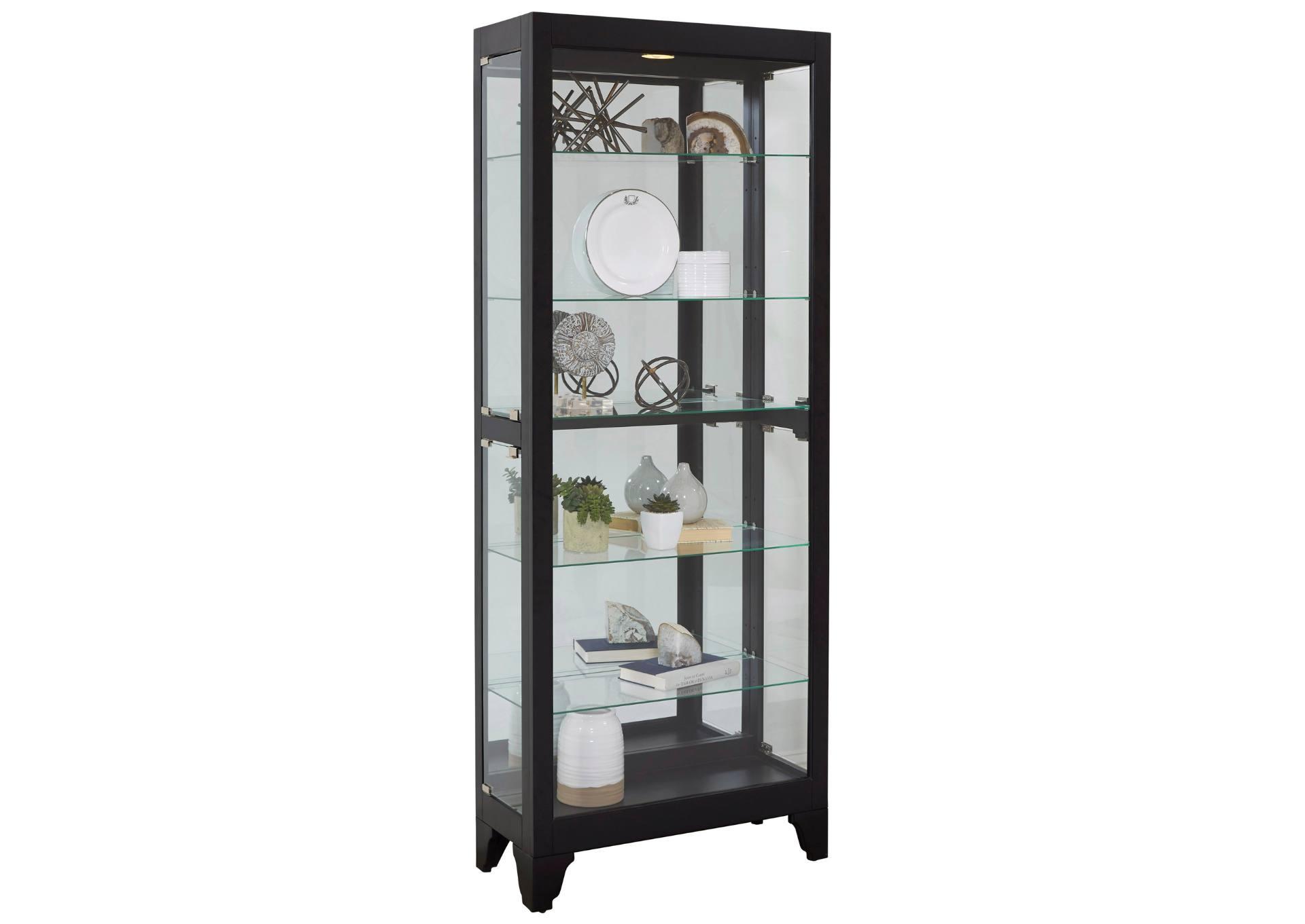 MODERN CURIO CABINET BLACK ONYX FINISH,PULASKI FURNITURE CORPORATION