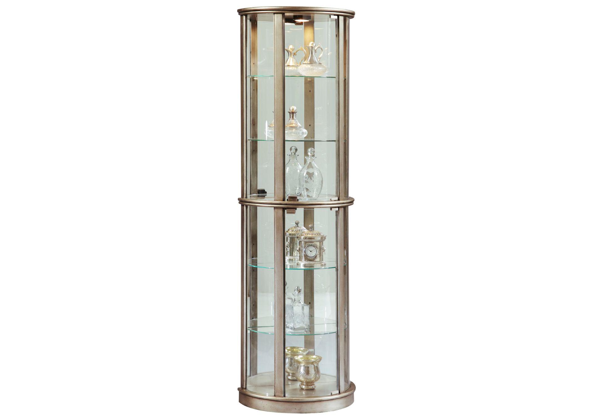 MIRROR BACK CURIO CABINET PLATINUM FINISH,PULASKI FURNITURE CORPORATION