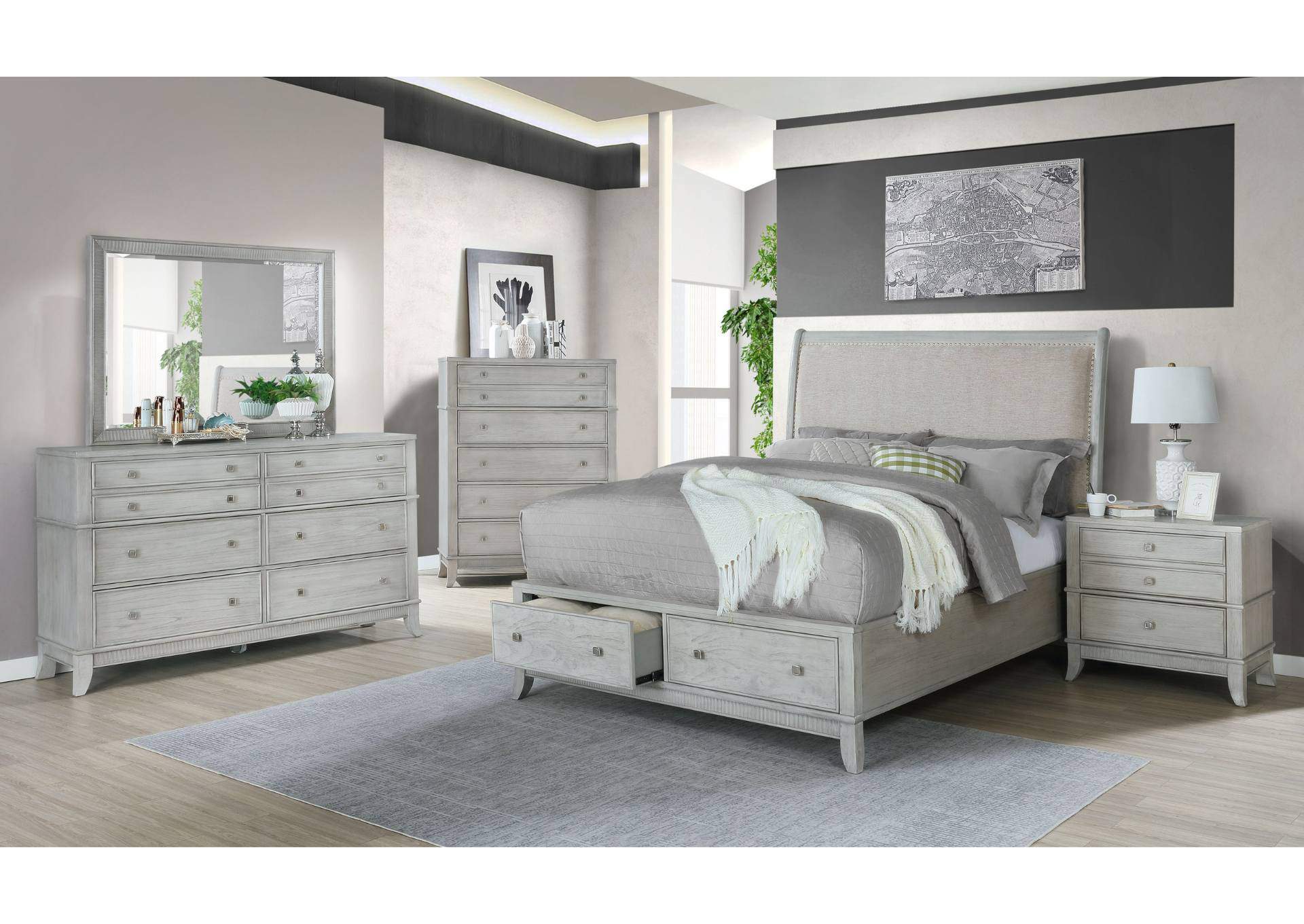 MINDI WASHED KING BEDROOM,AVALON FURNITURE