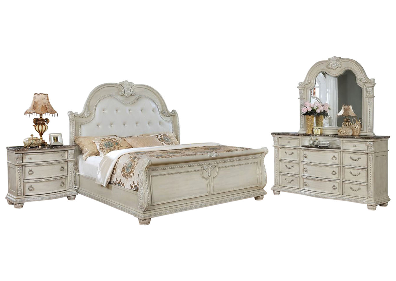Stanley Antique White King Bedroom Set Ivan Smith Furniture
