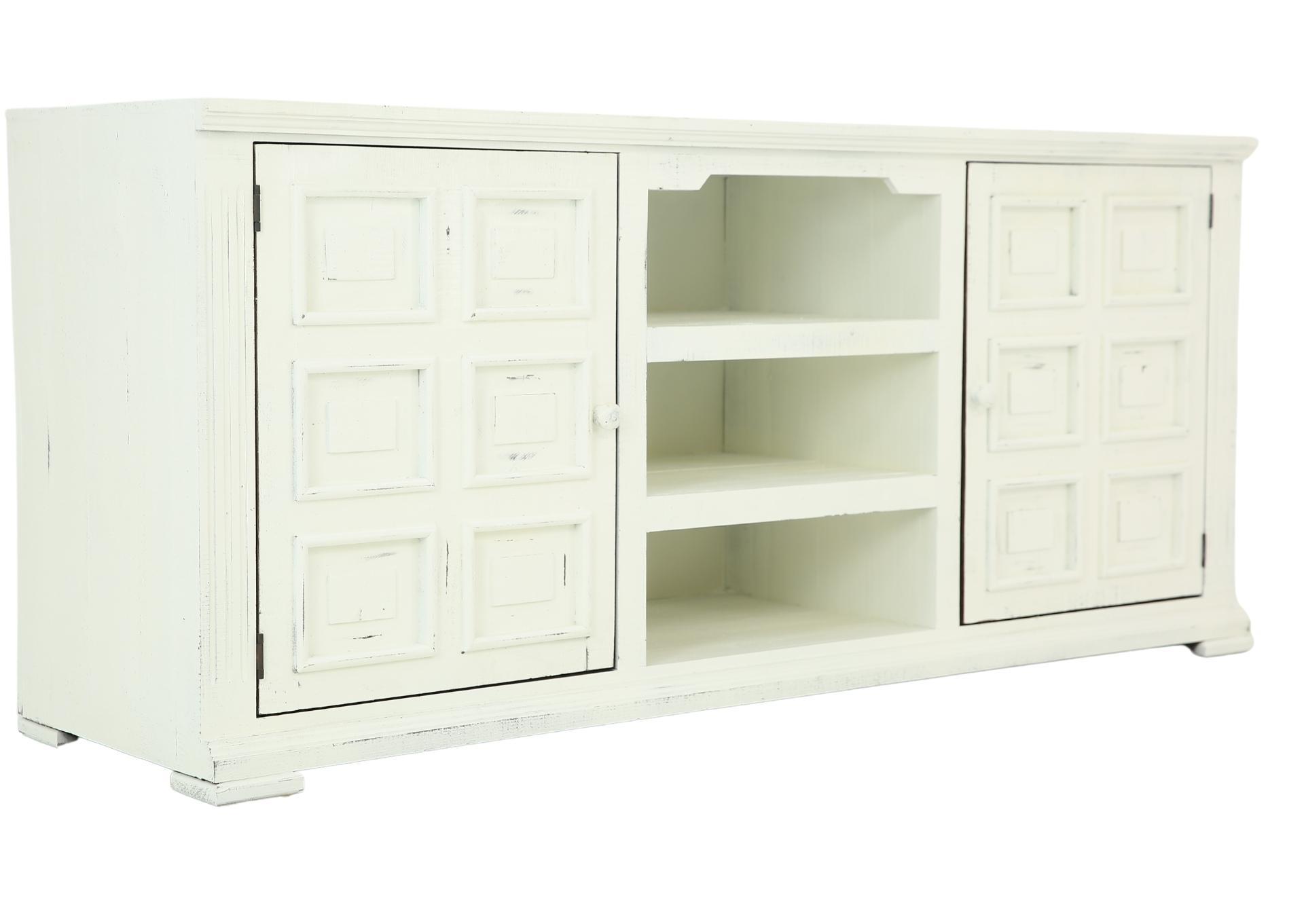 LAFITTE AGED WHITE TV STAND,RUSTIC IMPORTS
