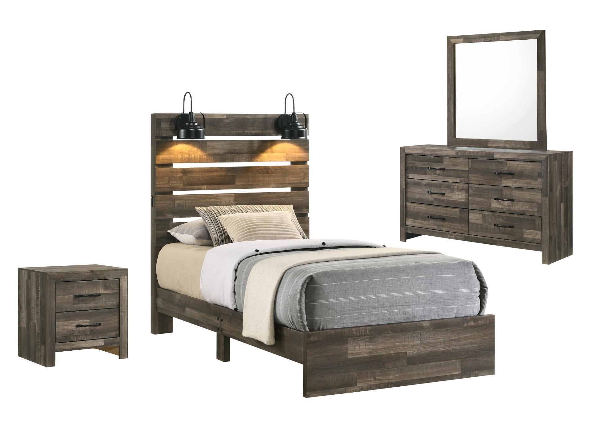 ARIANNA BROWN TWIN BEDROOM WITH LIGHTS,LIFESTYLE FURNITURE