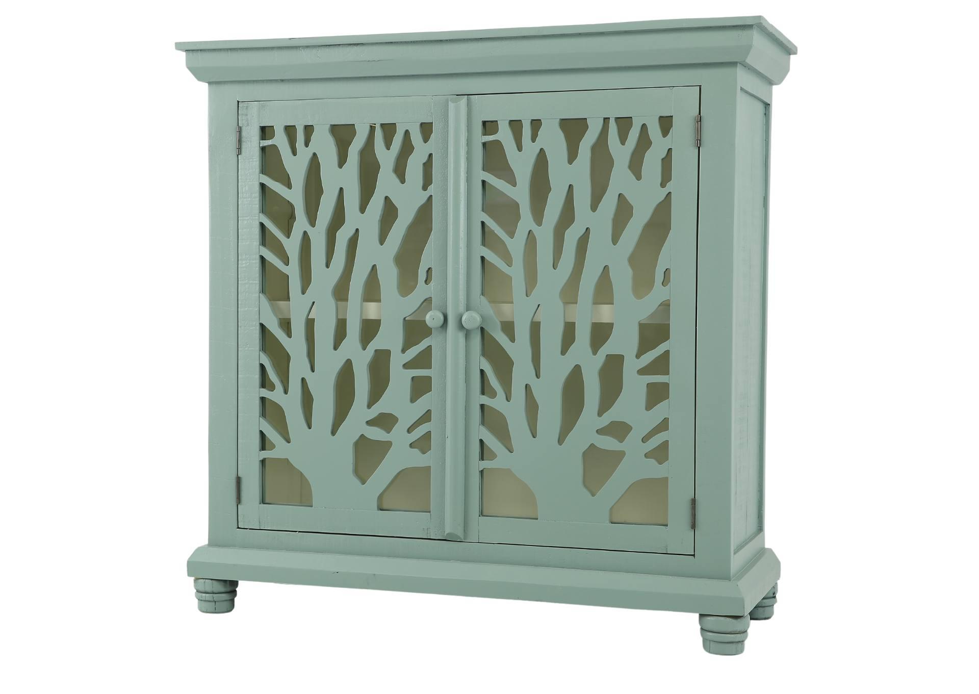 CABINET BLUE/WHITE WITH TREE