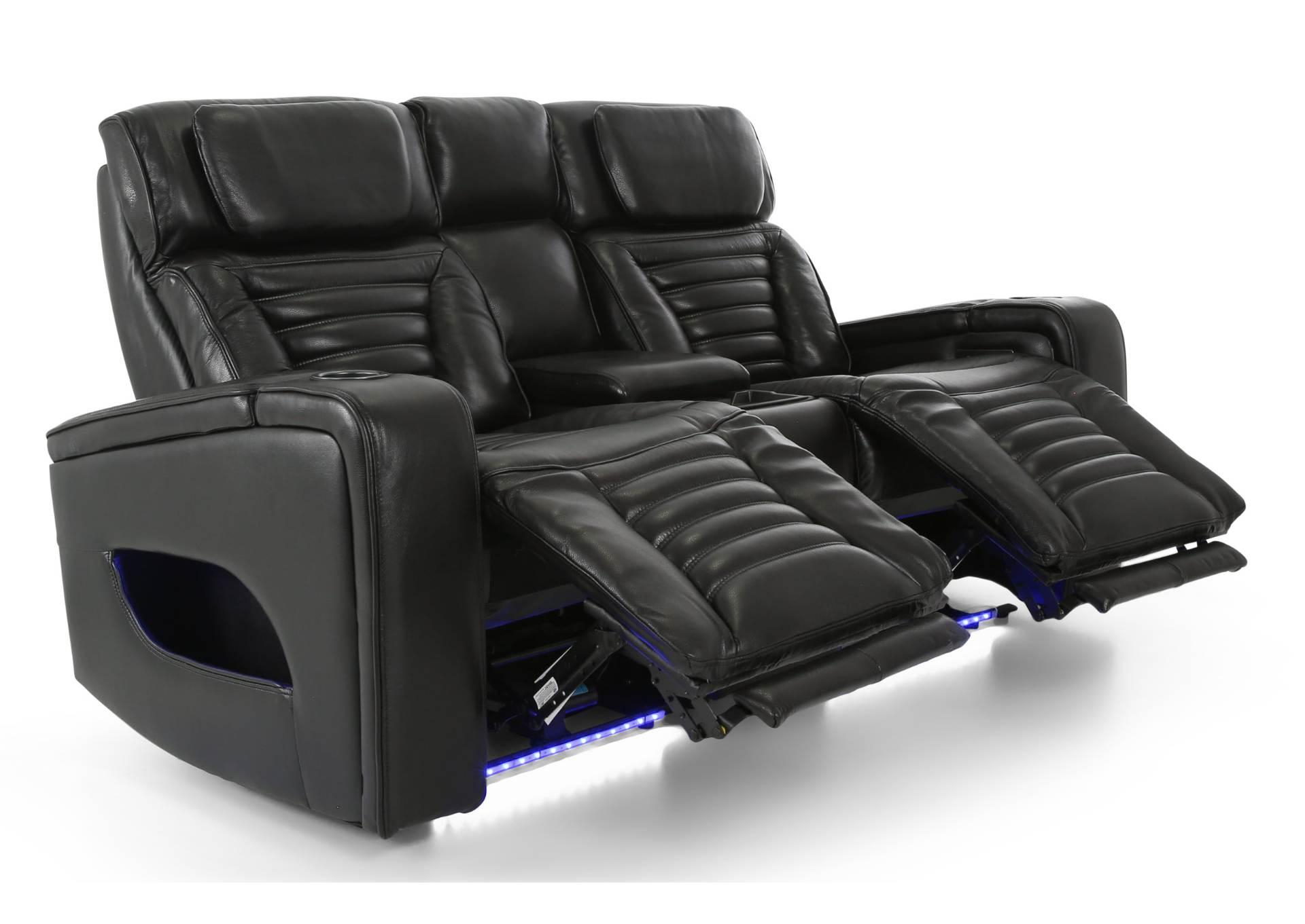 CALLIX BLACKBERRY LEATHER P2 POWER LOVESEAT WITH CONSOLE AND LIGHTS,CHEERS