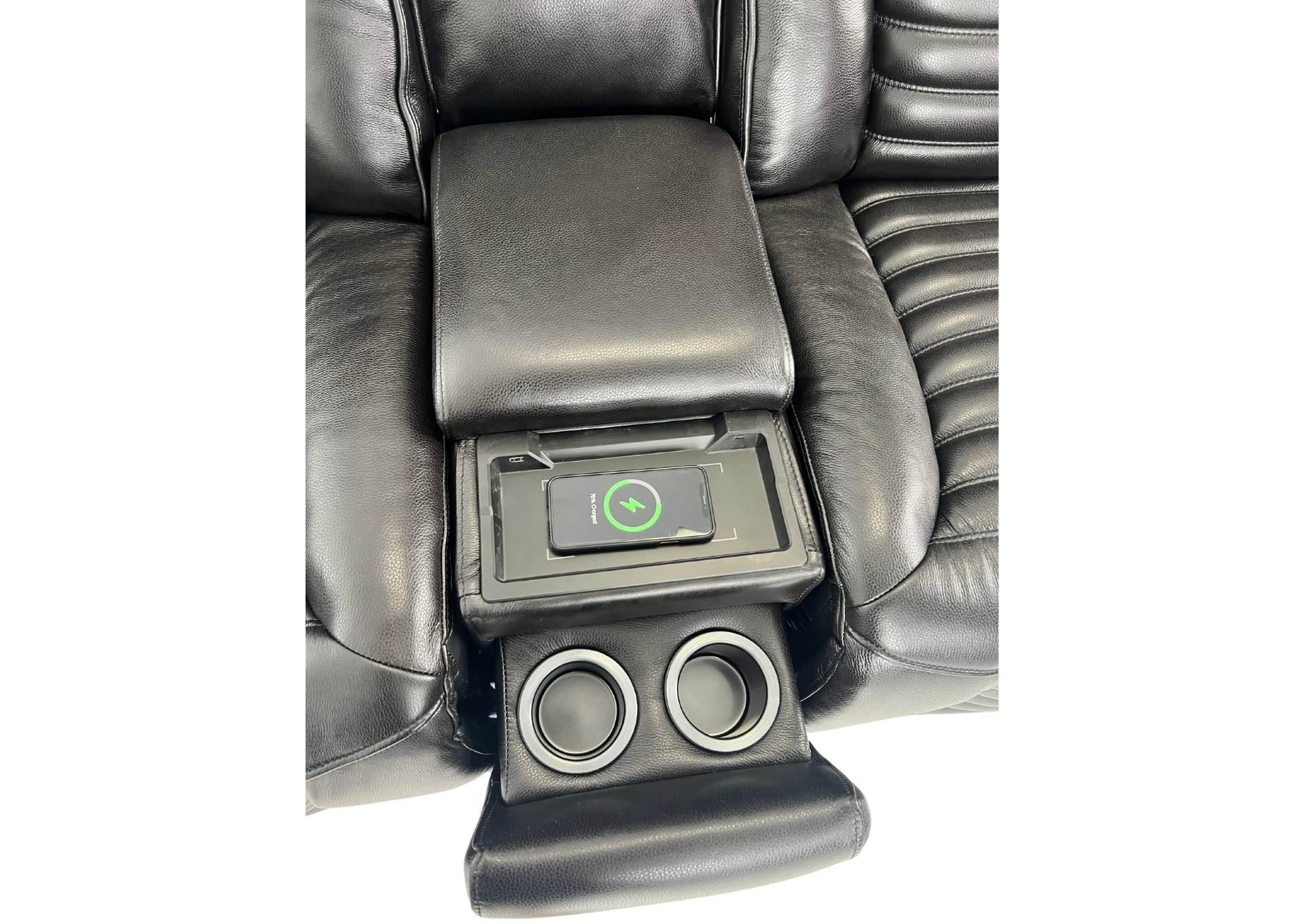 CALLIX BLACKBERRY LEATHER P2 POWER LOVESEAT WITH CONSOLE AND LIGHTS,CHEERS