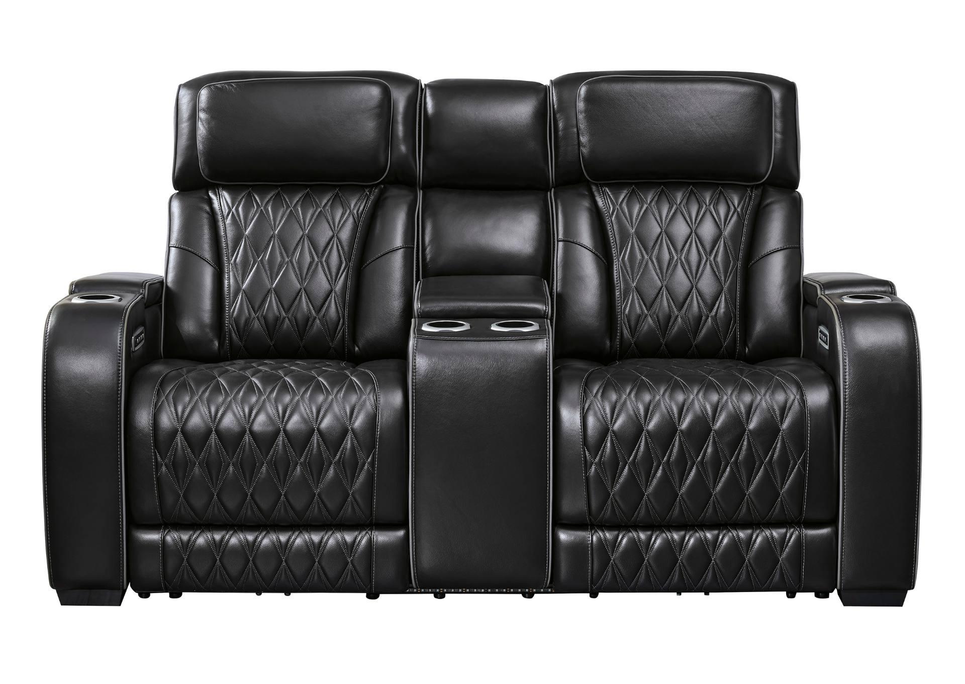 BOYINGTON BLACK P3 POWER CONSOLE LOVESEAT WITH MASSAGE, HEAT, AND LED LIGHTING,ASHLEY FURNITURE INC.