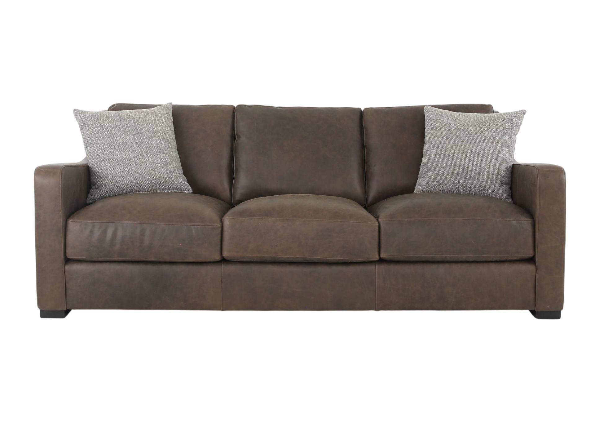 BONAVENTURA WALNUT LEATHER SOFA,BERNHARDT