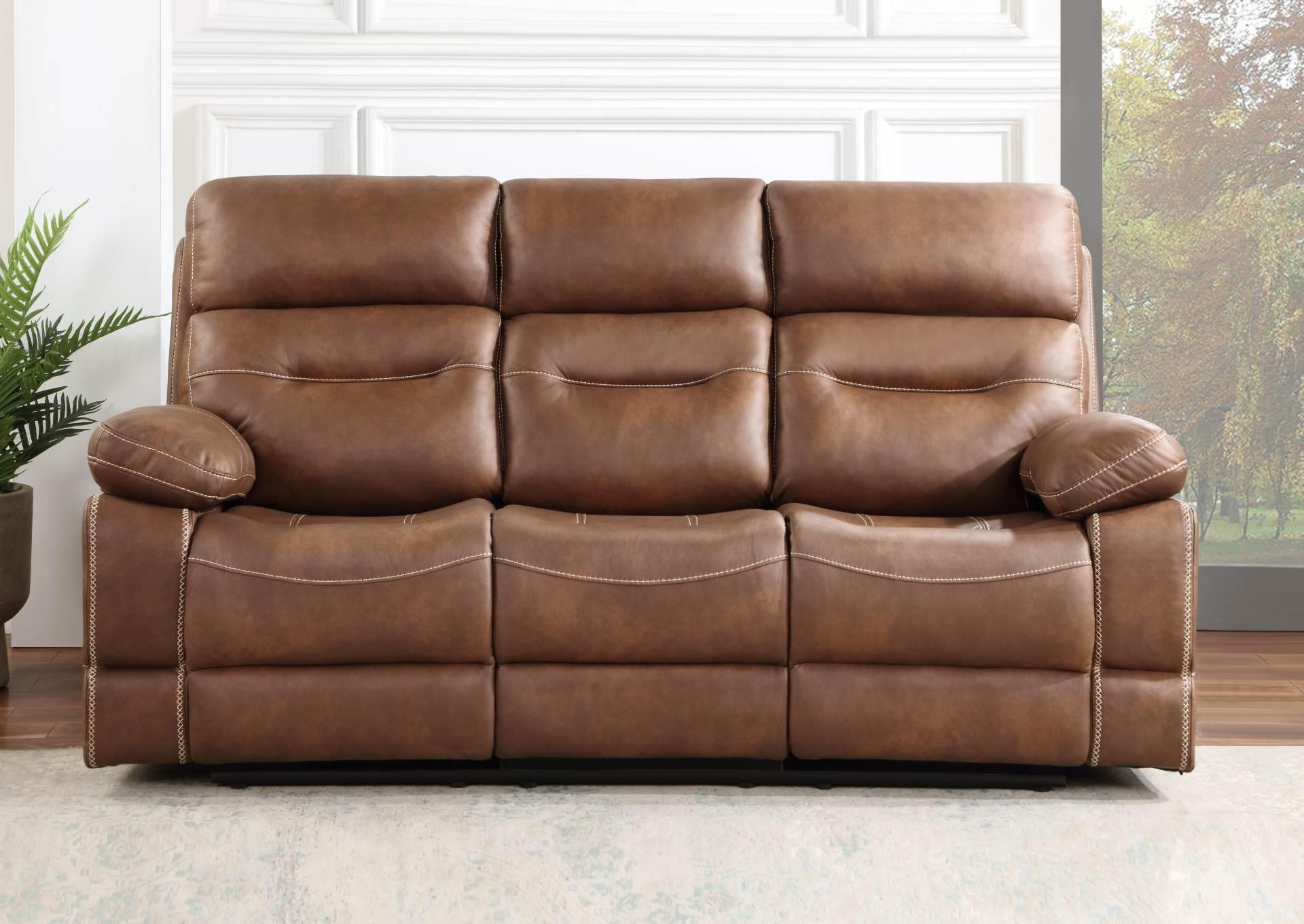 RUDGER CHESTNUT RECLINING SOFA,STEVE SILVER COMPANY