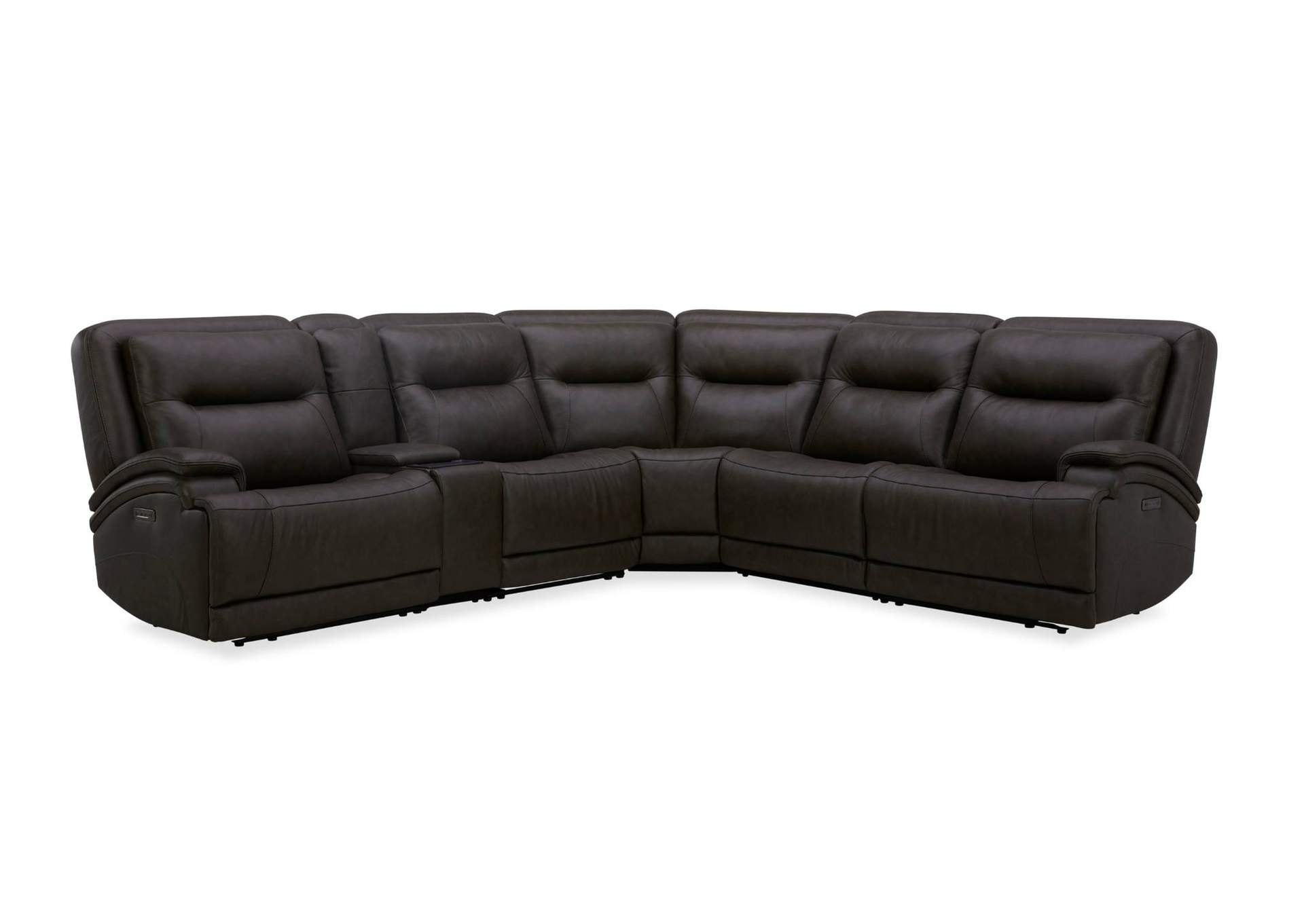 BROCKTON CHOCOLATE LEATHER 3P POWER 6 PIECE SECTIONAL,KUKA