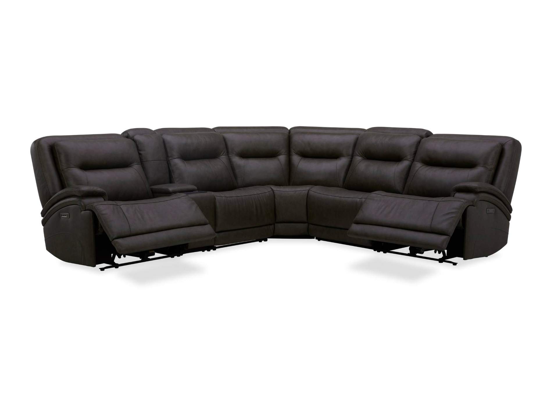 BROCKTON CHOCOLATE LEATHER 3P POWER 6 PIECE SECTIONAL,KUKA