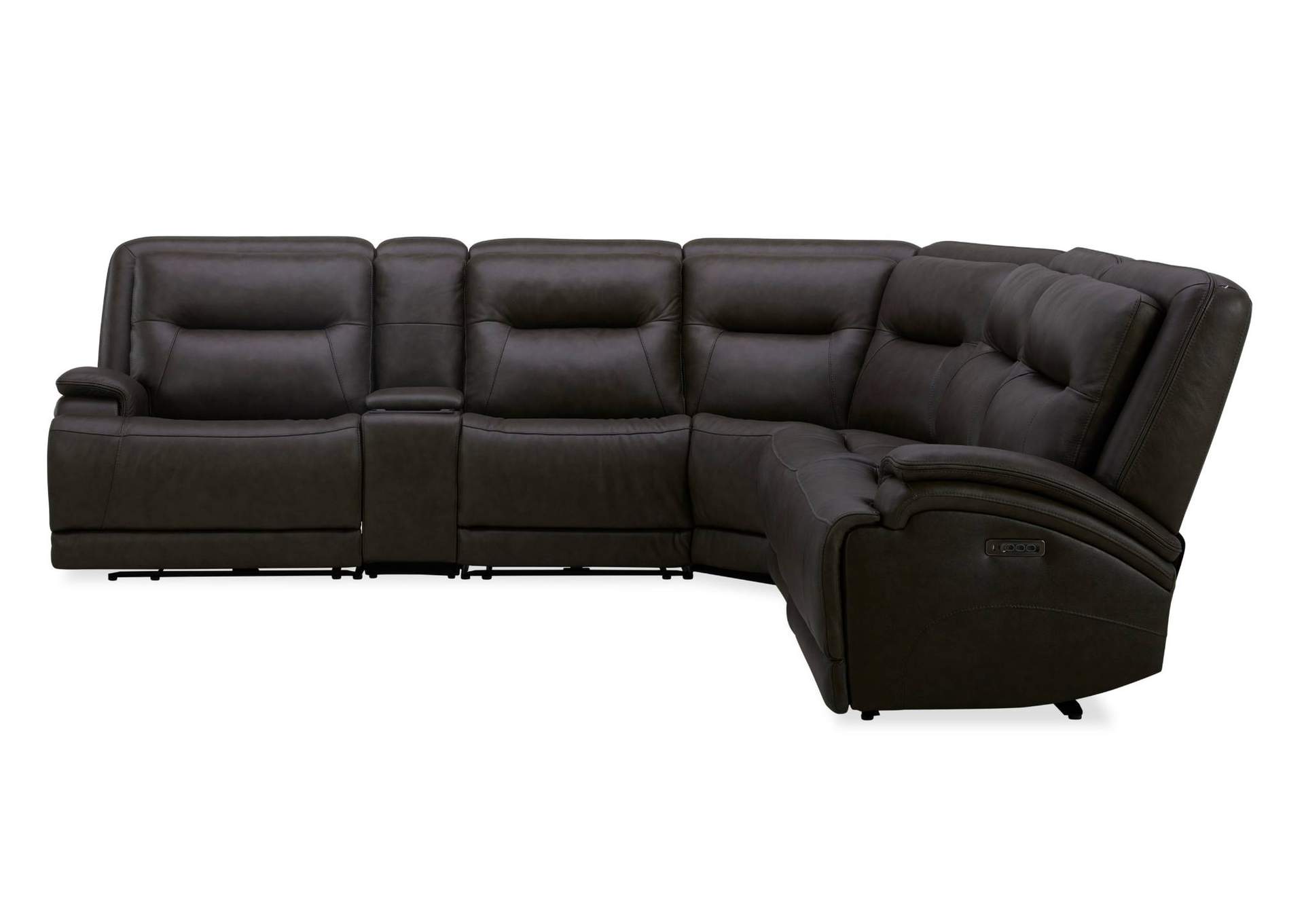 BROCKTON CHOCOLATE LEATHER 3P POWER 6 PIECE SECTIONAL,KUKA