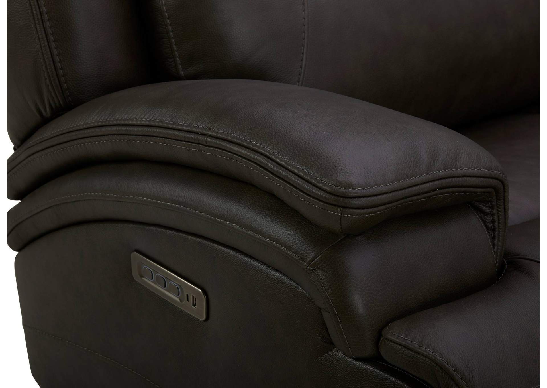 BROCKTON CHOCOLATE LEATHER 3P POWER 6 PIECE SECTIONAL,KUKA