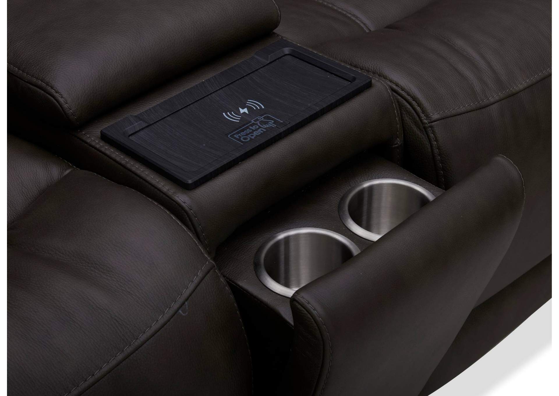 BROCKTON CHOCOLATE LEATHER 3P POWER 6 PIECE SECTIONAL,KUKA
