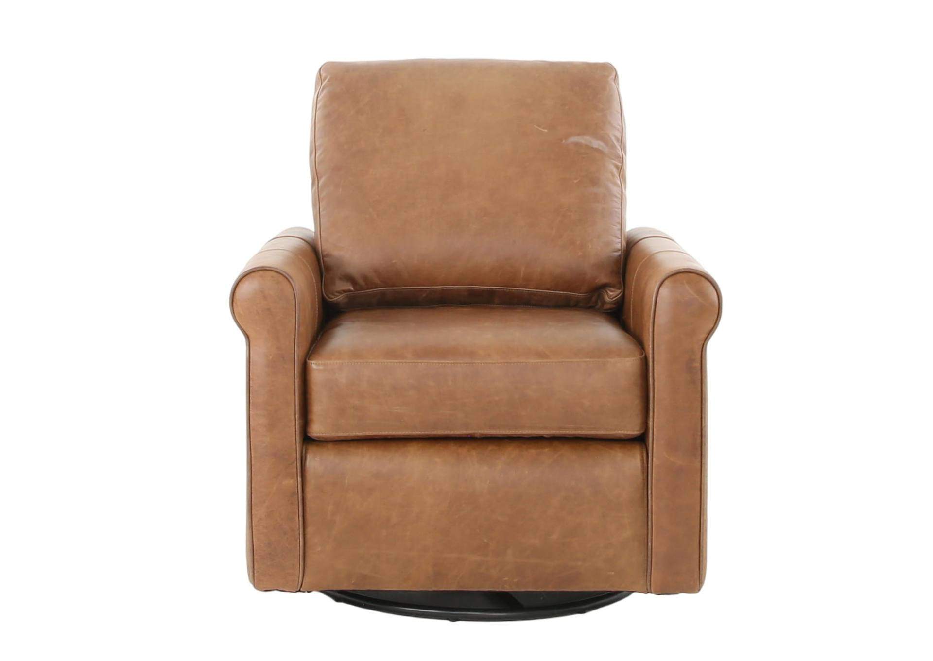 LUKE CHESTNUT LEATHER SWIVEL GLIDE CHAIR,MNDY