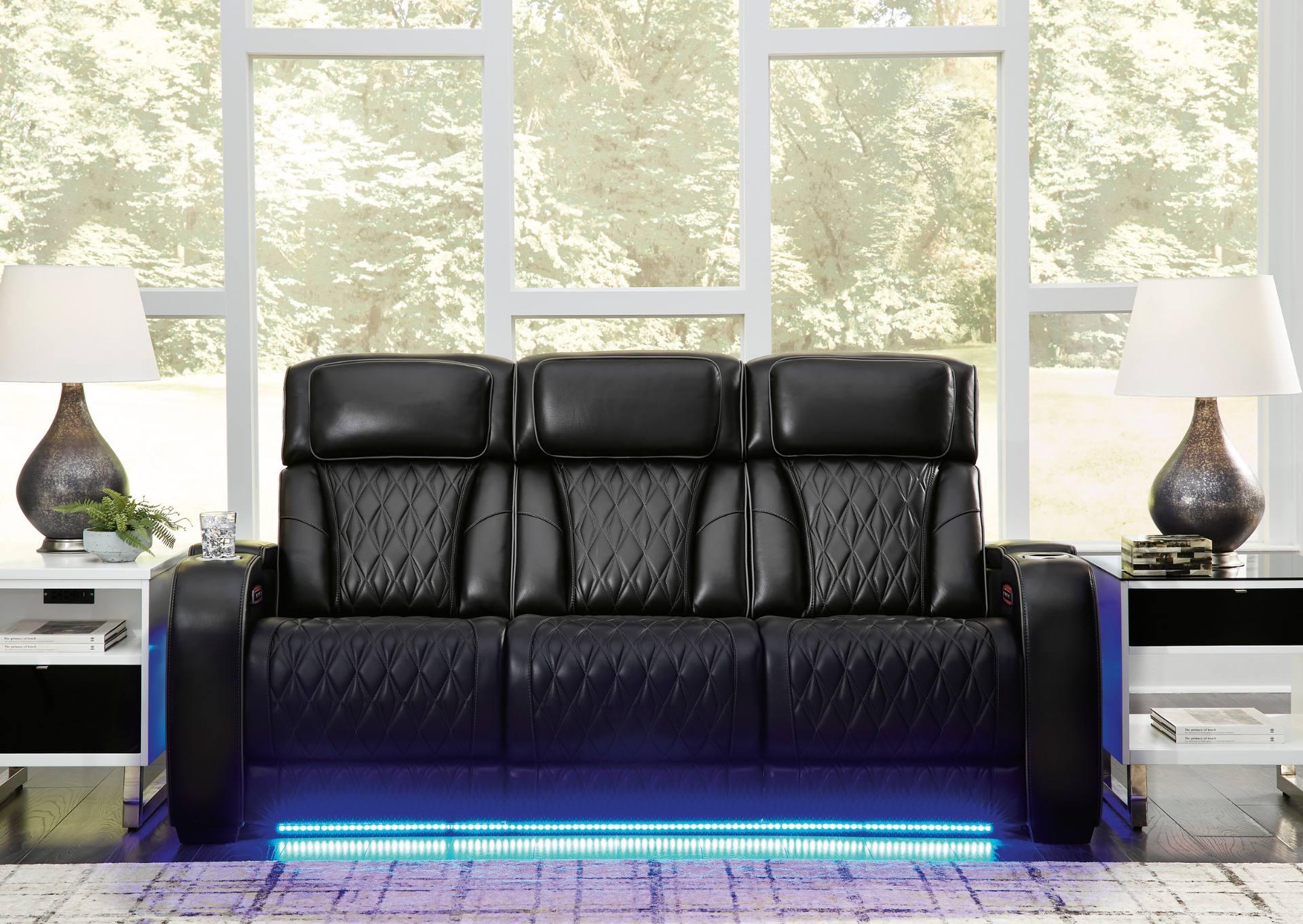 BOYINGTON BLACK P3 POWER SOFA WITH MASSAGE, HEAT, AND LED LIGHTING,ASHLEY FURNITURE INC.