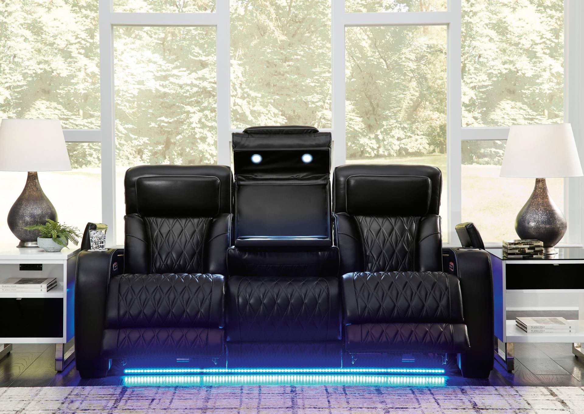 BOYINGTON BLACK P3 POWER SOFA WITH MASSAGE, HEAT, AND LED LIGHTING,ASHLEY FURNITURE INC.