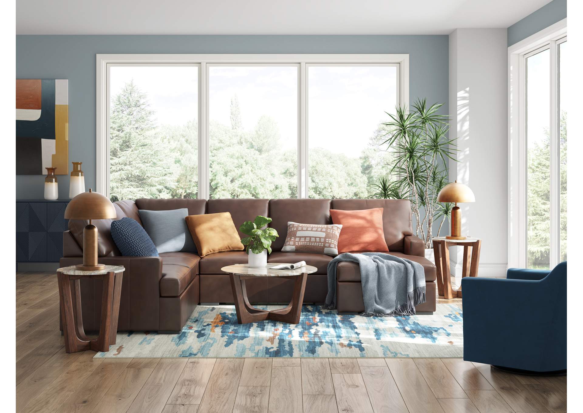 MODERN DAY COFFEE LEATHER 3 PIECE SECTIONAL,ASHLEY FURNITURE INC.