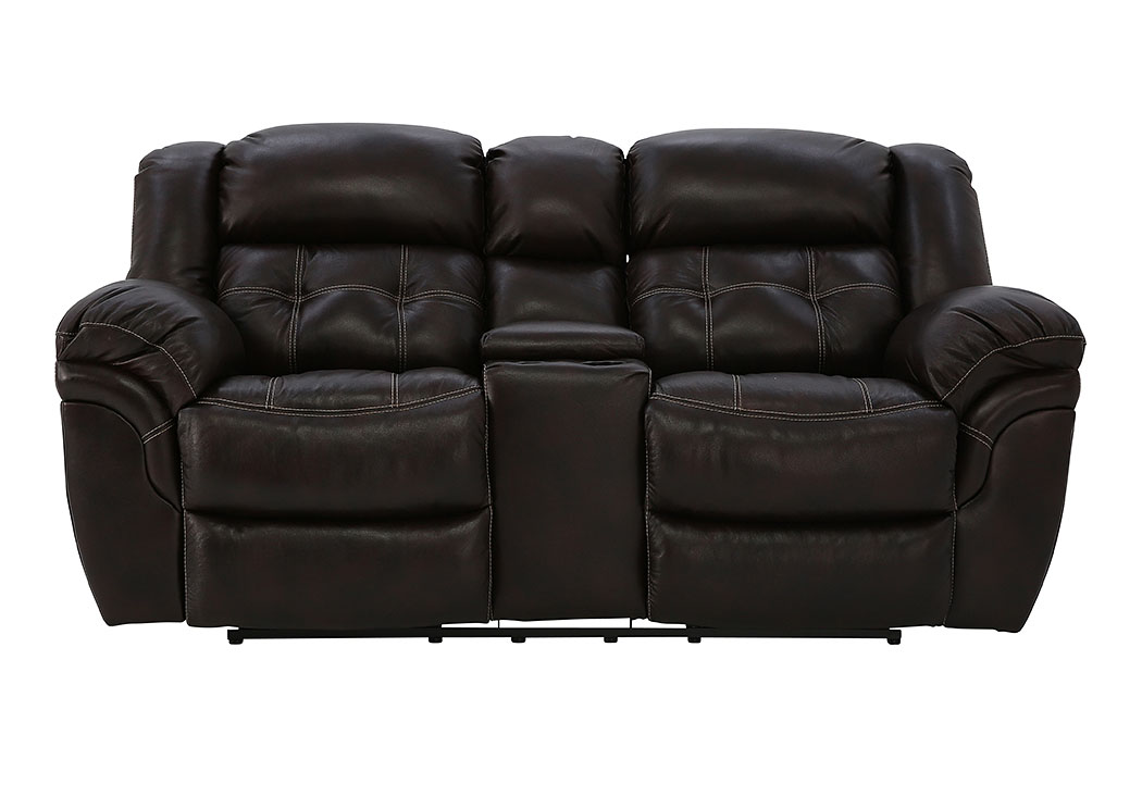 Hudson Chocolate Leather Reclining, Leather Rocker Recliner Loveseat