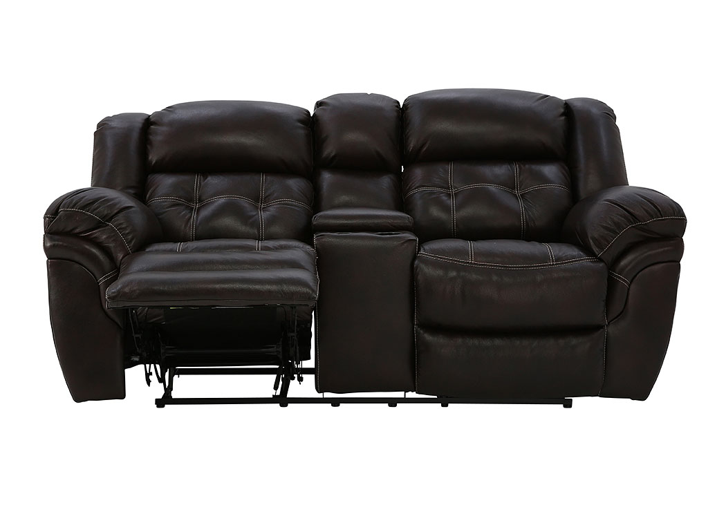 Hudson Chocolate Leather Reclining, Leather Rocker Recliner Loveseat