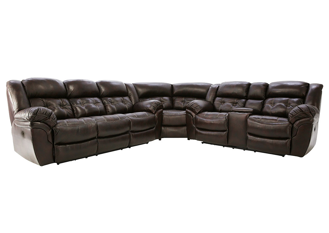 Hudson Chocolate 3 Piece Leather, Sectional Sofa Leather Brown
