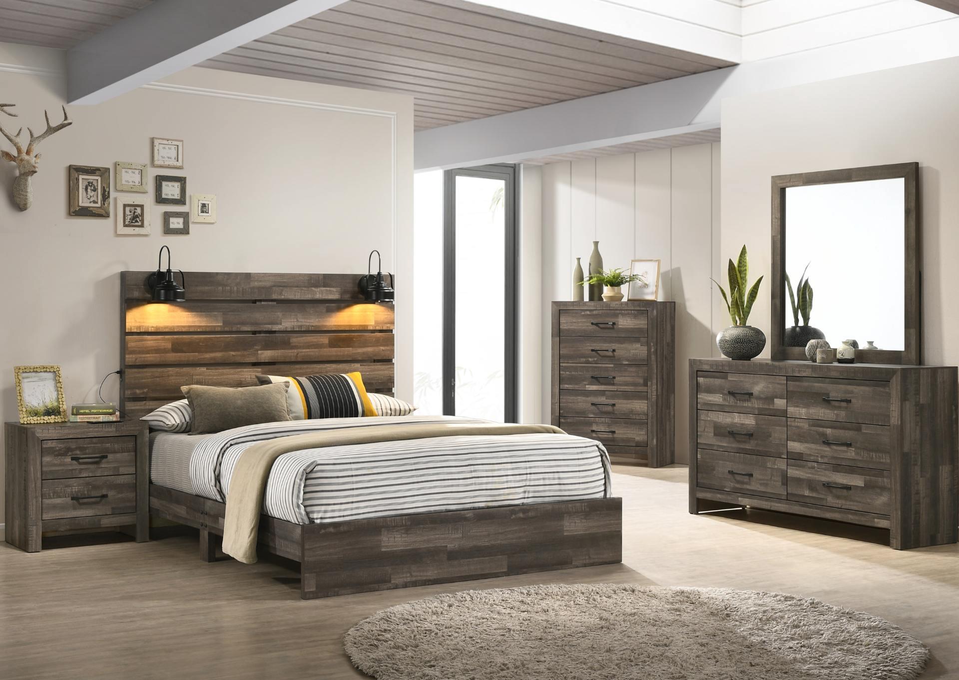 ARIANNA BROWN KING BEDROOM WITH LIGHTS,LIFESTYLE FURNITURE