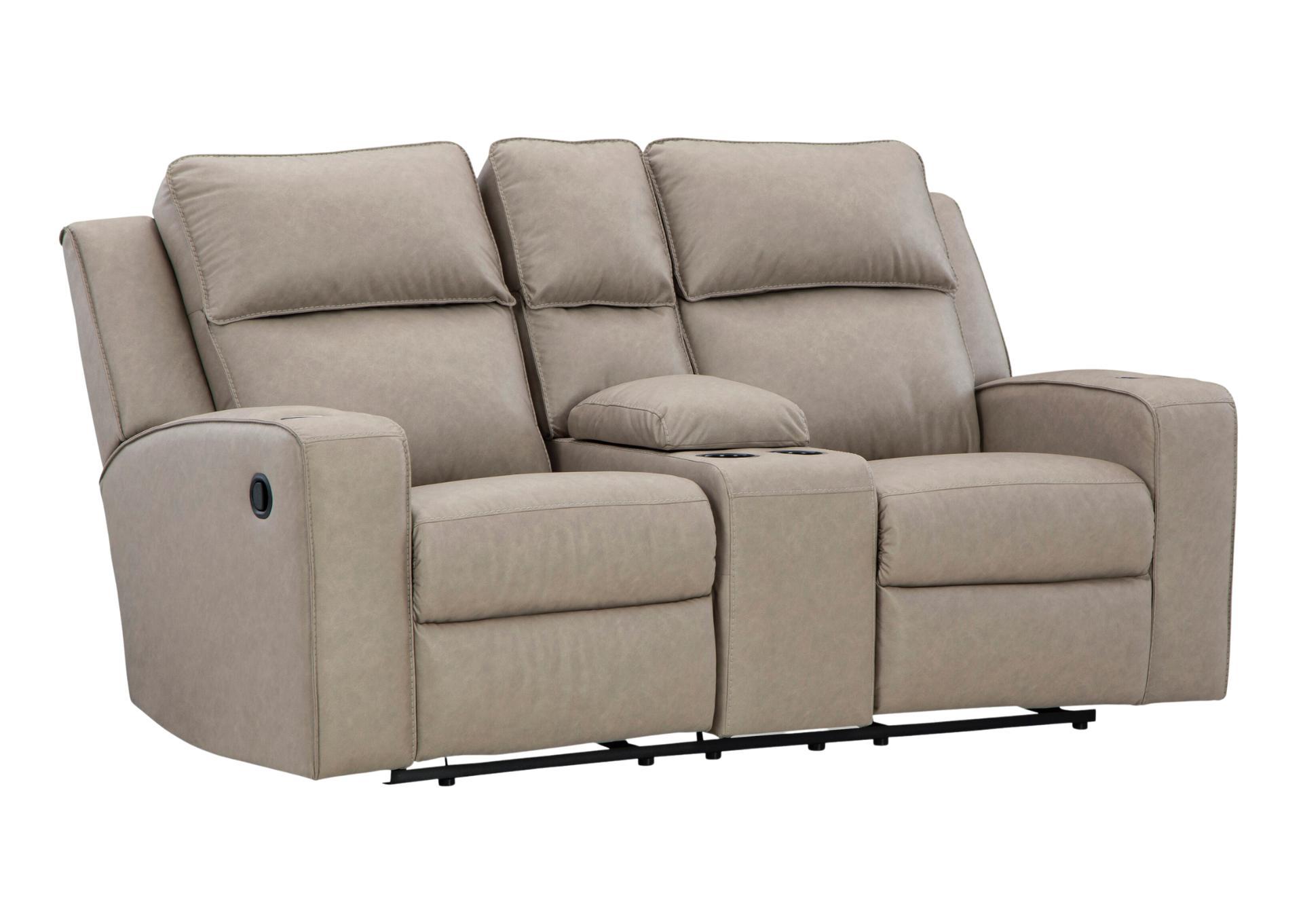 LAVENHORNE PEBBLE RECLINING LOVESEAT WITH CONSOLE,ASHLEY FURNITURE INC.