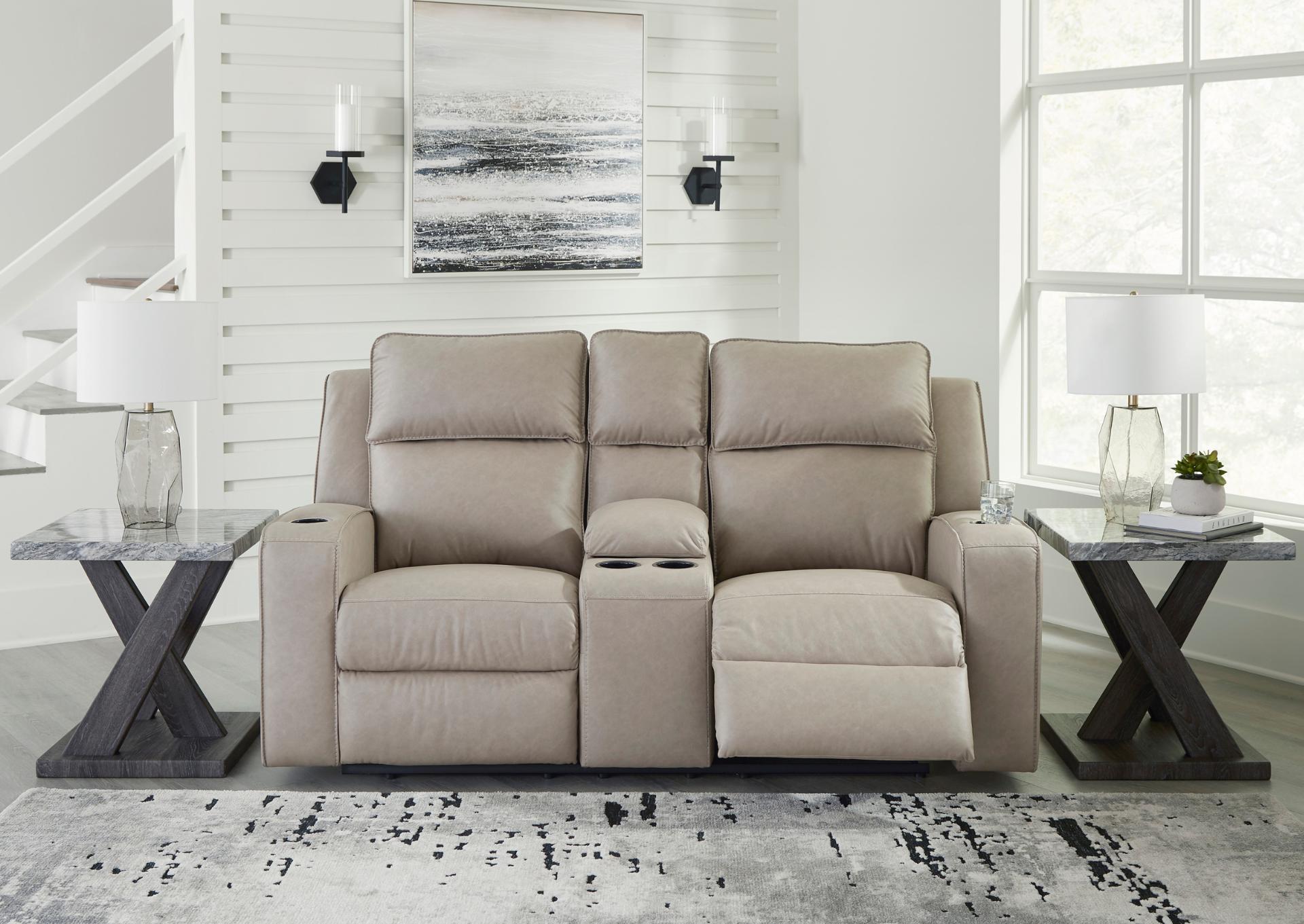 LAVENHORNE PEBBLE RECLINING LOVESEAT WITH CONSOLE,ASHLEY FURNITURE INC.