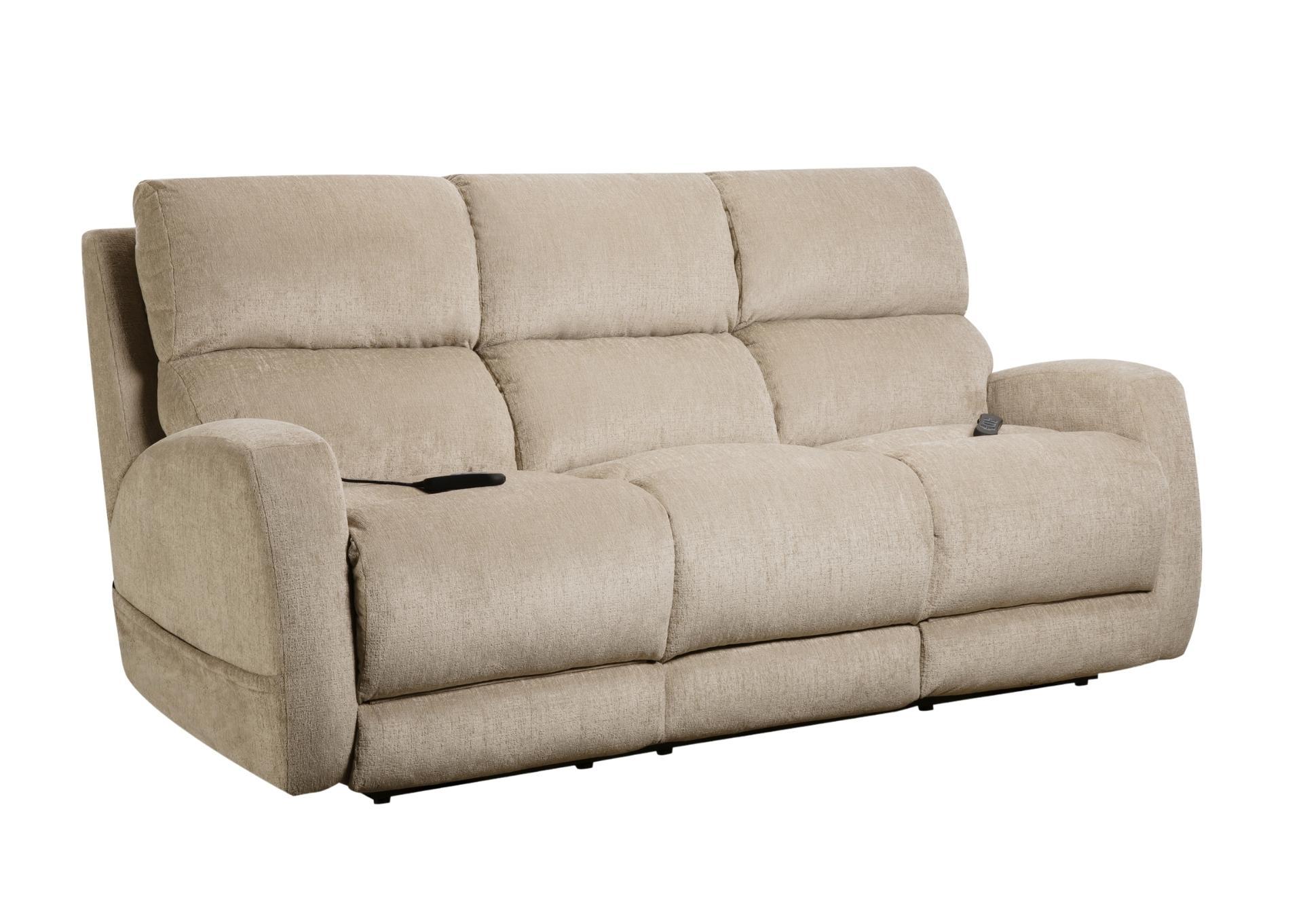 Beige power best sale reclining sofa